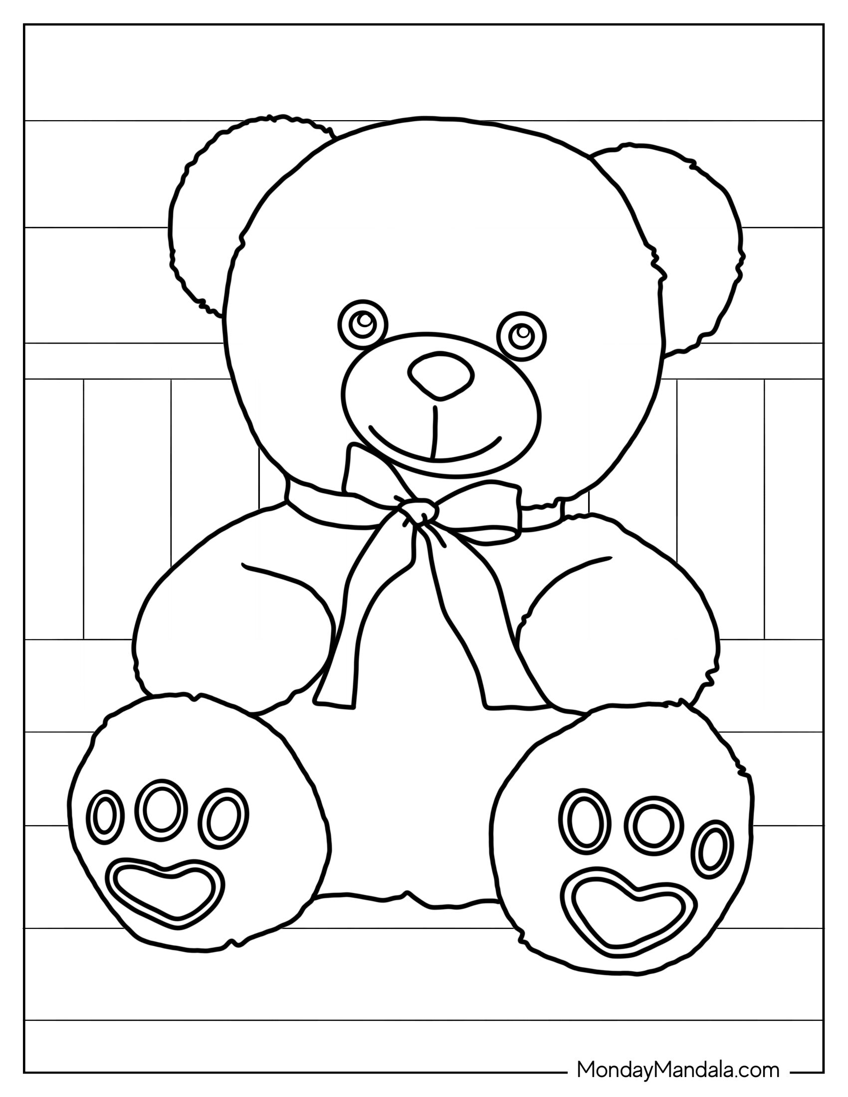 Easy To Color Teddy Bear