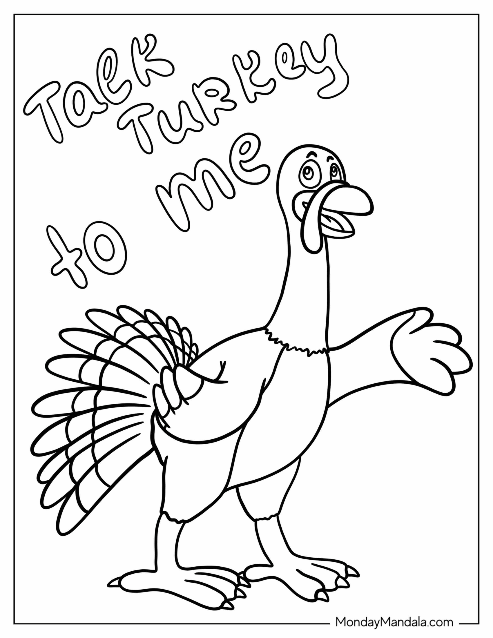 Easy Turkey Coloring Sheet For Preschoolers