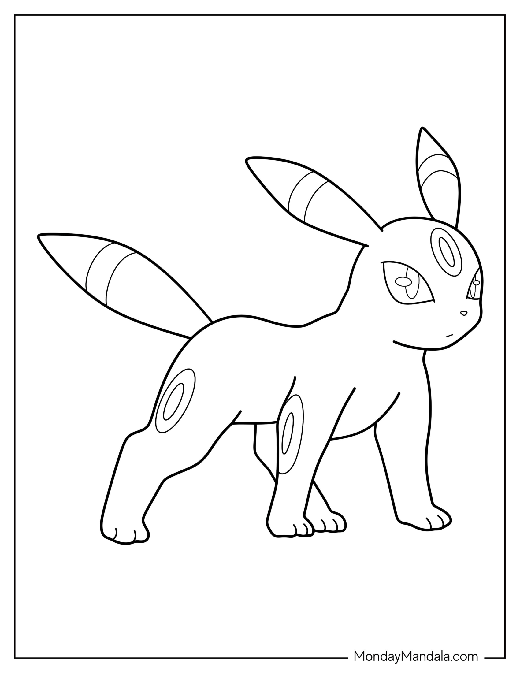 Easy Umbreon Coloring Page Outline