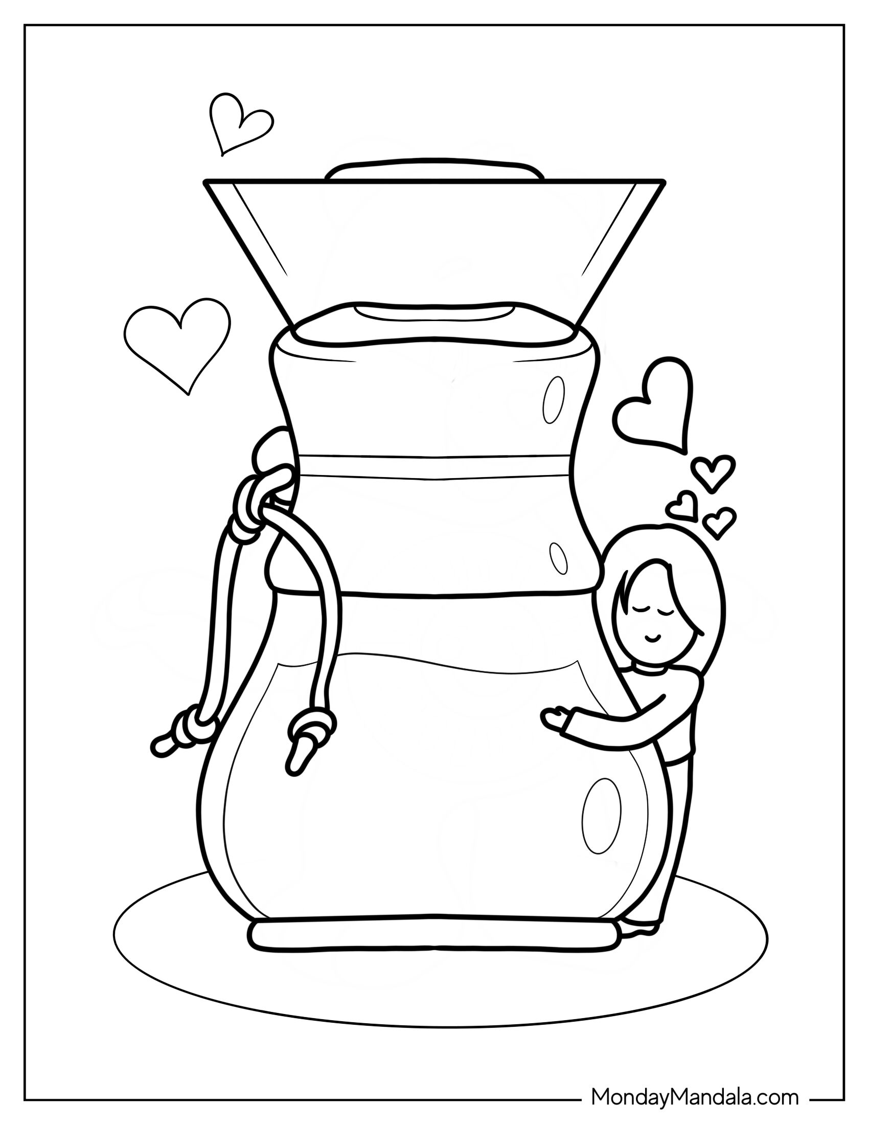 Easy Woman Hugging Coffee Coloring Page Maker For Kids