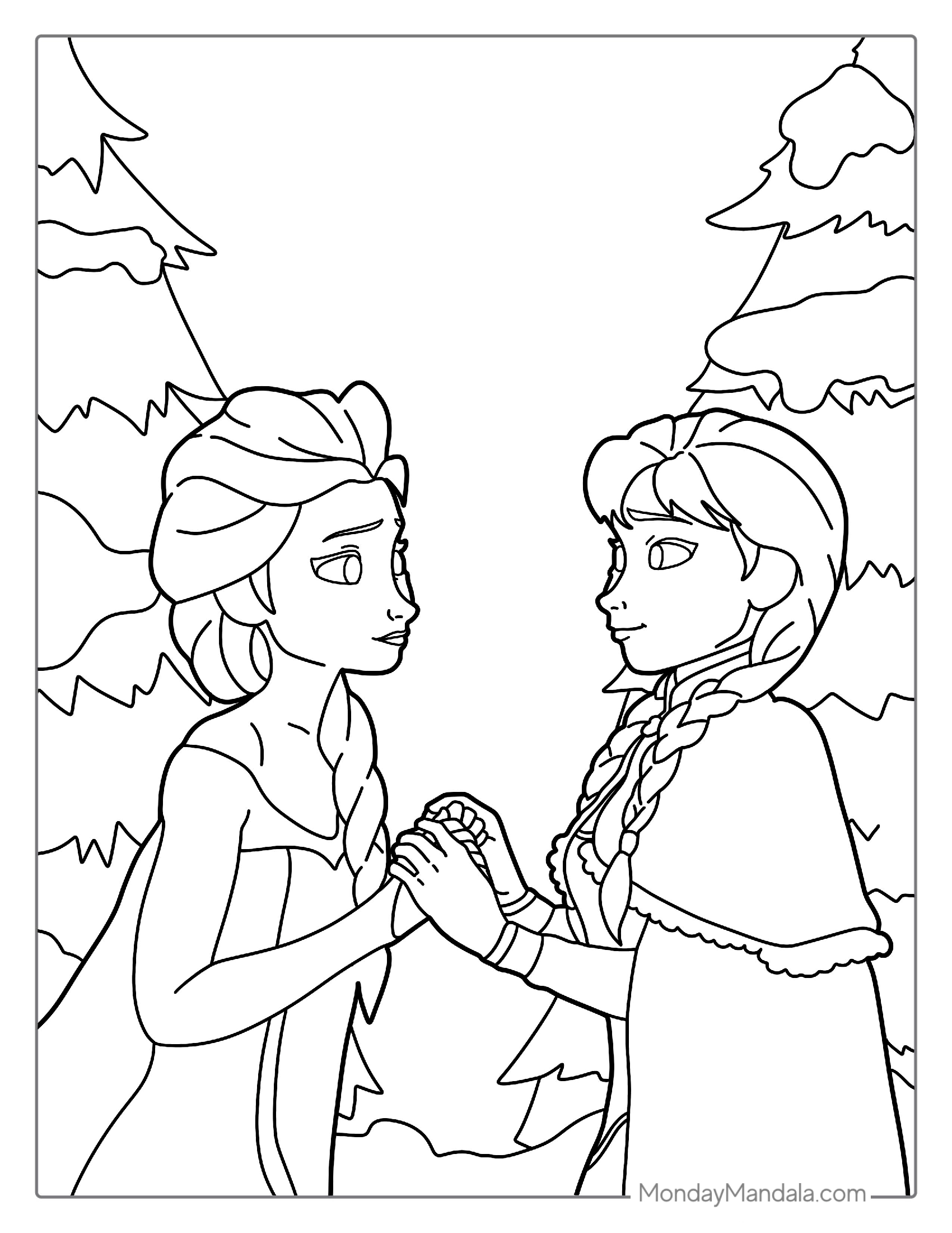 Elsa And Sister Holding Hands Coloring Sheet(1)