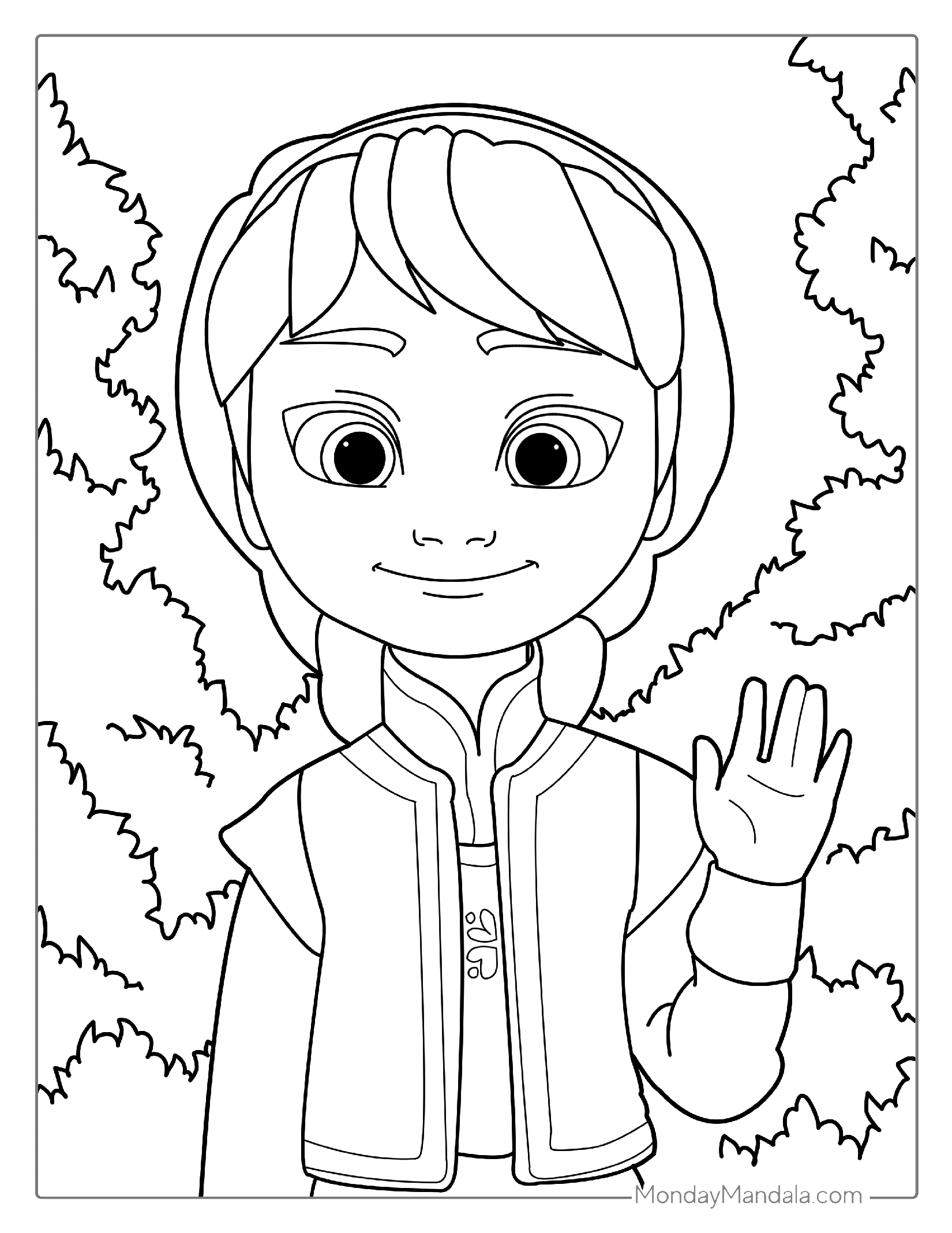 Elsa As A Kid Easy Coloring Sheet