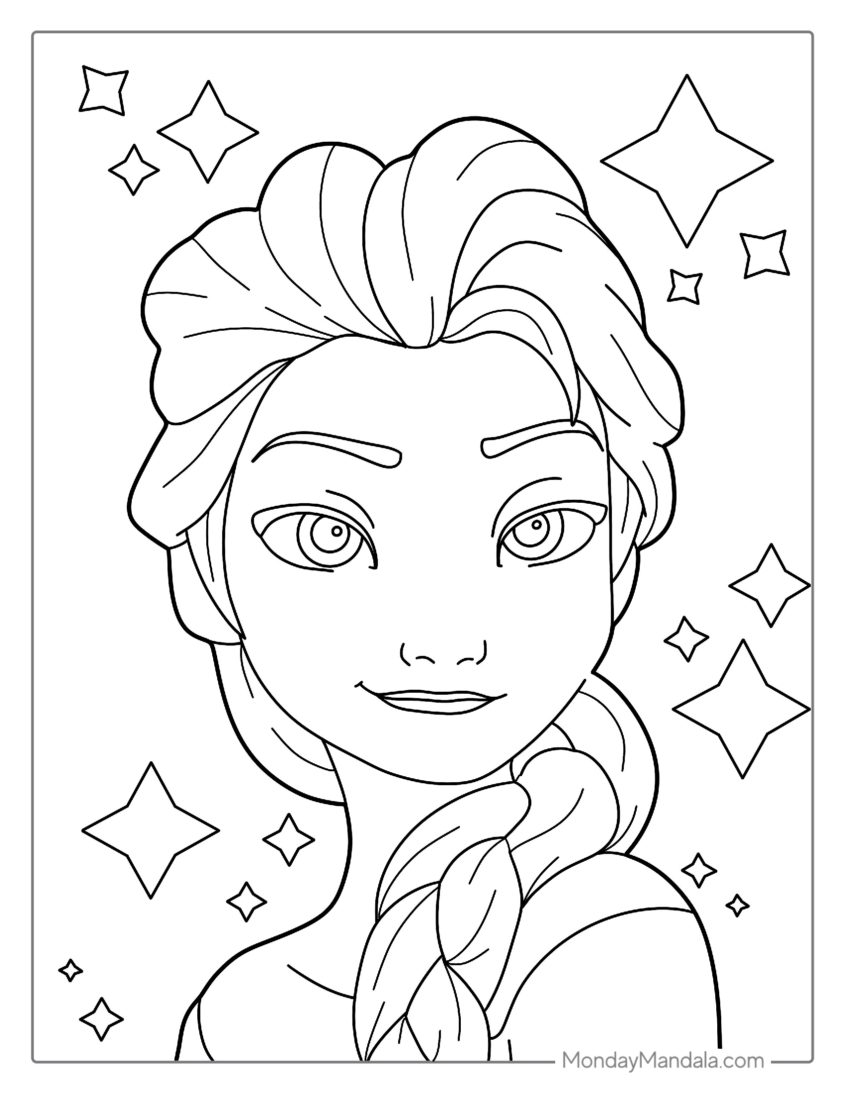 Elsa Hair Coloring Page For Kids