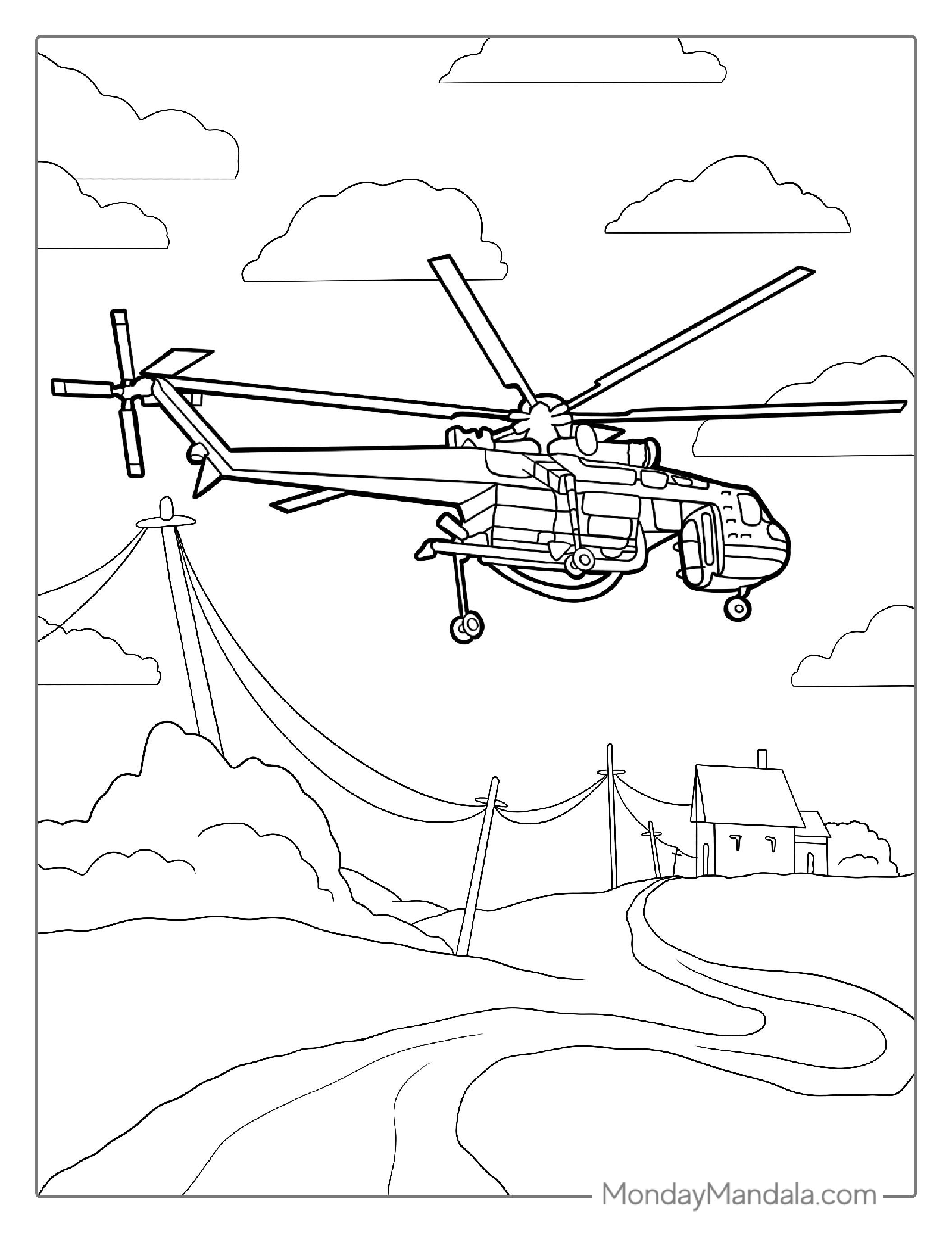 Elvis Bushfire Helicopter Coloring Page