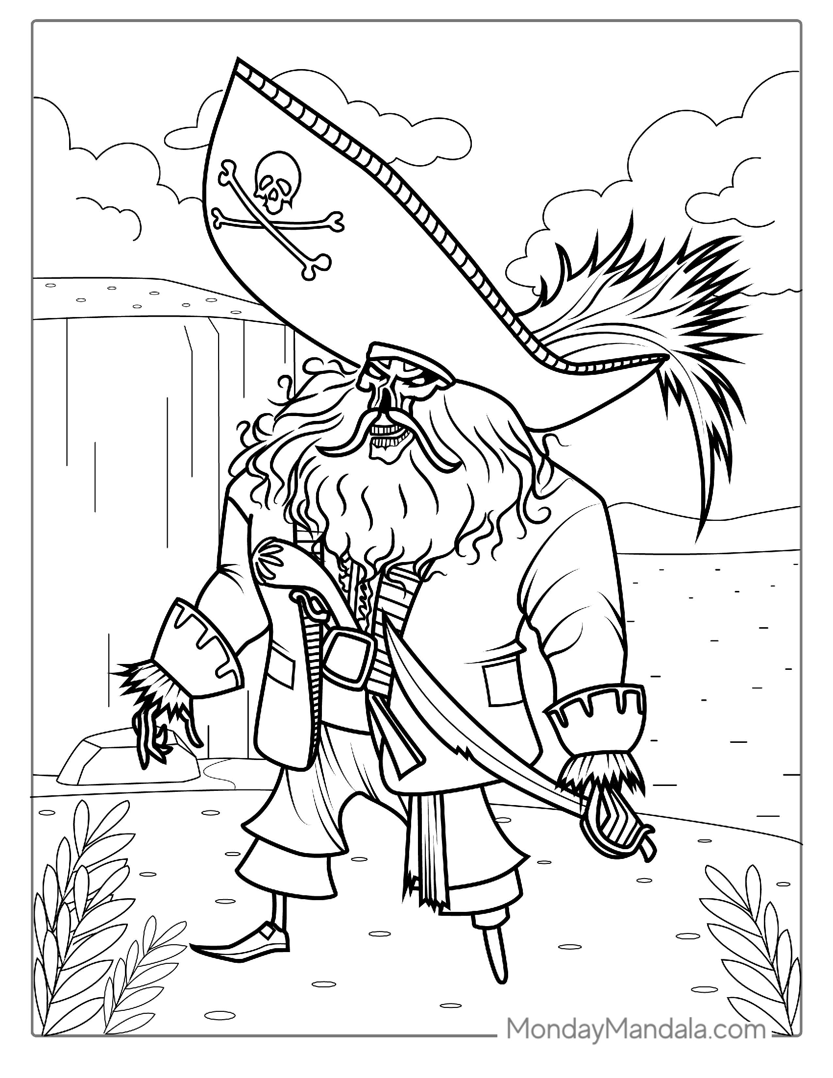 Evil Black Beard Pirate Coloring Page