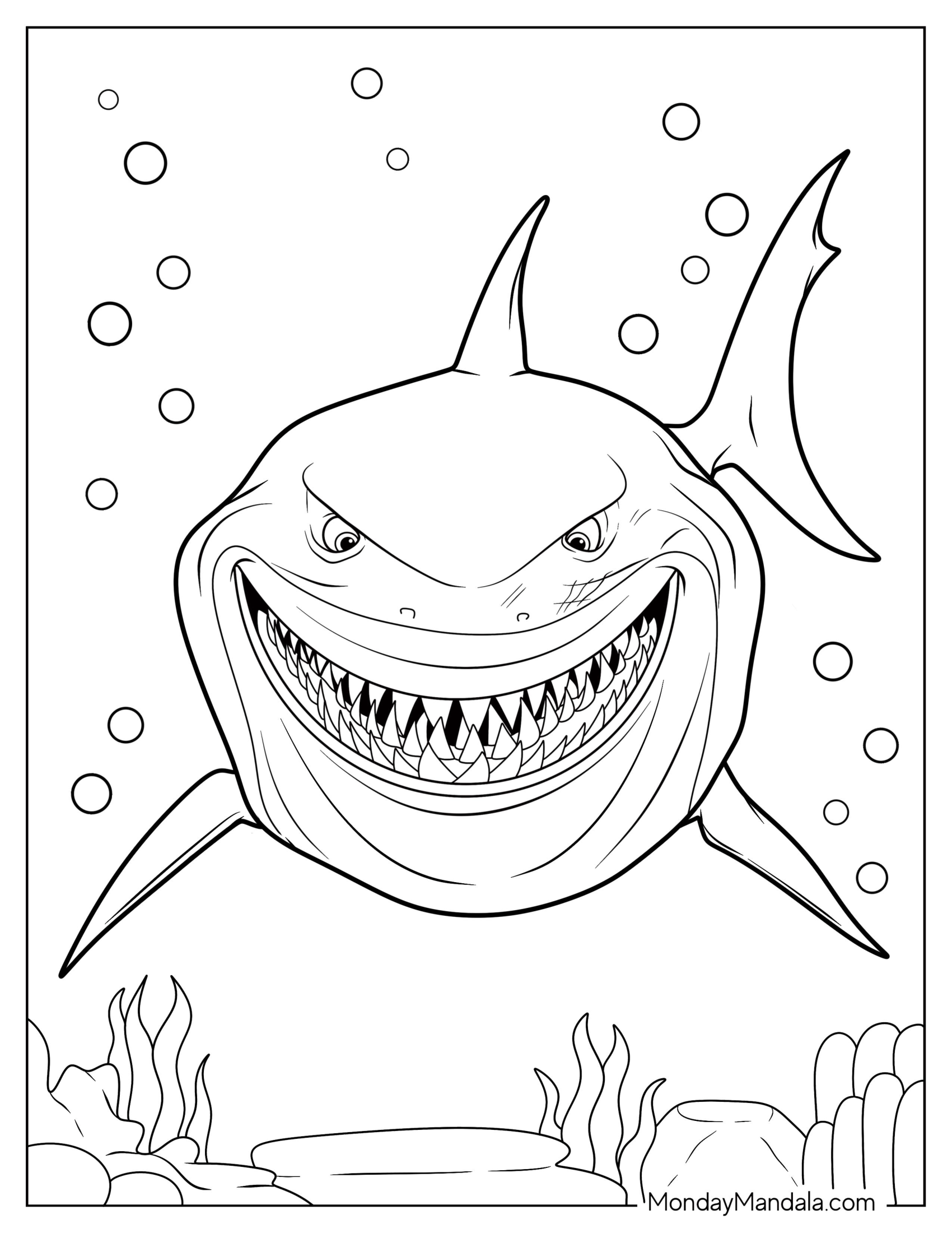 Finding Nemo Shark Coloring Page Bruce