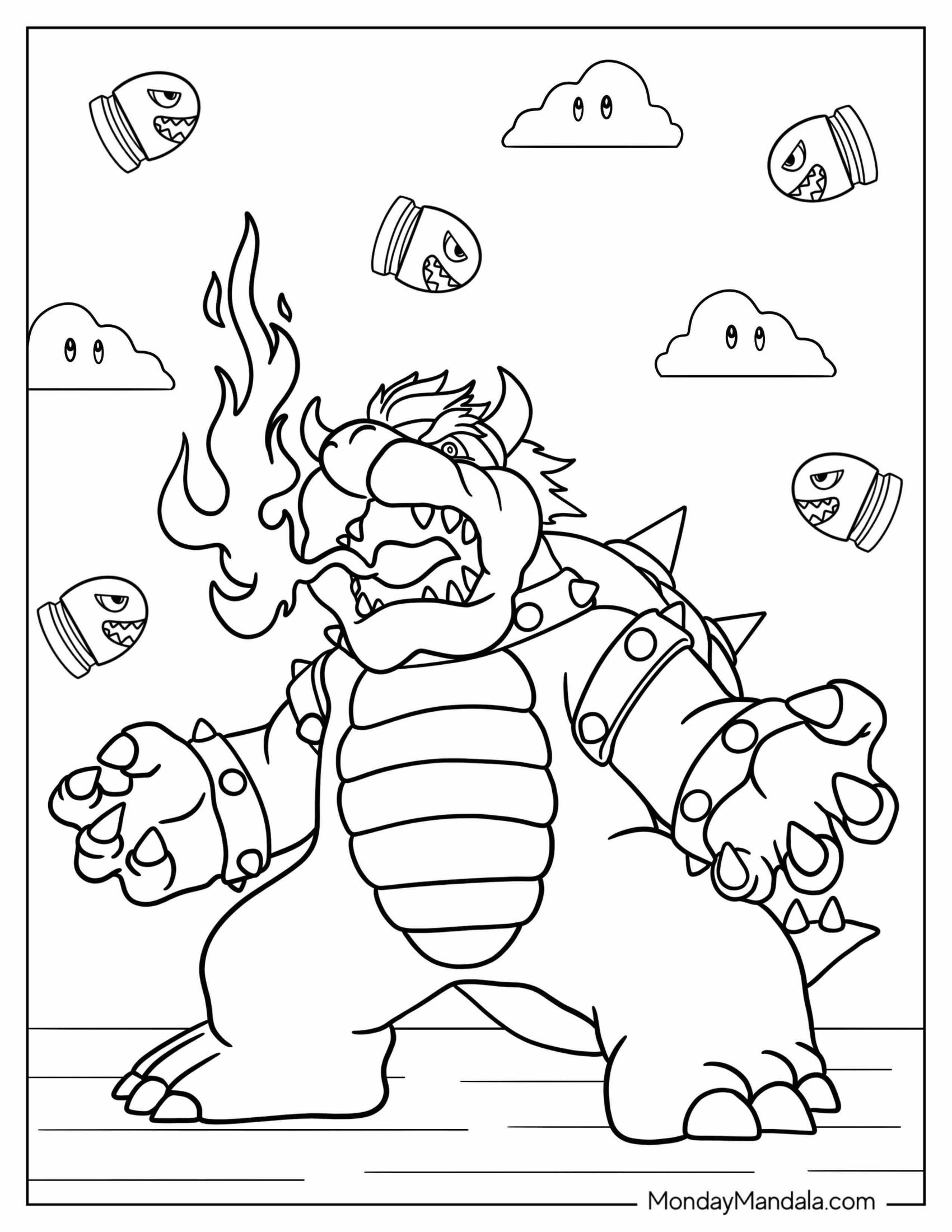 Fire Breathing Bowser To Color