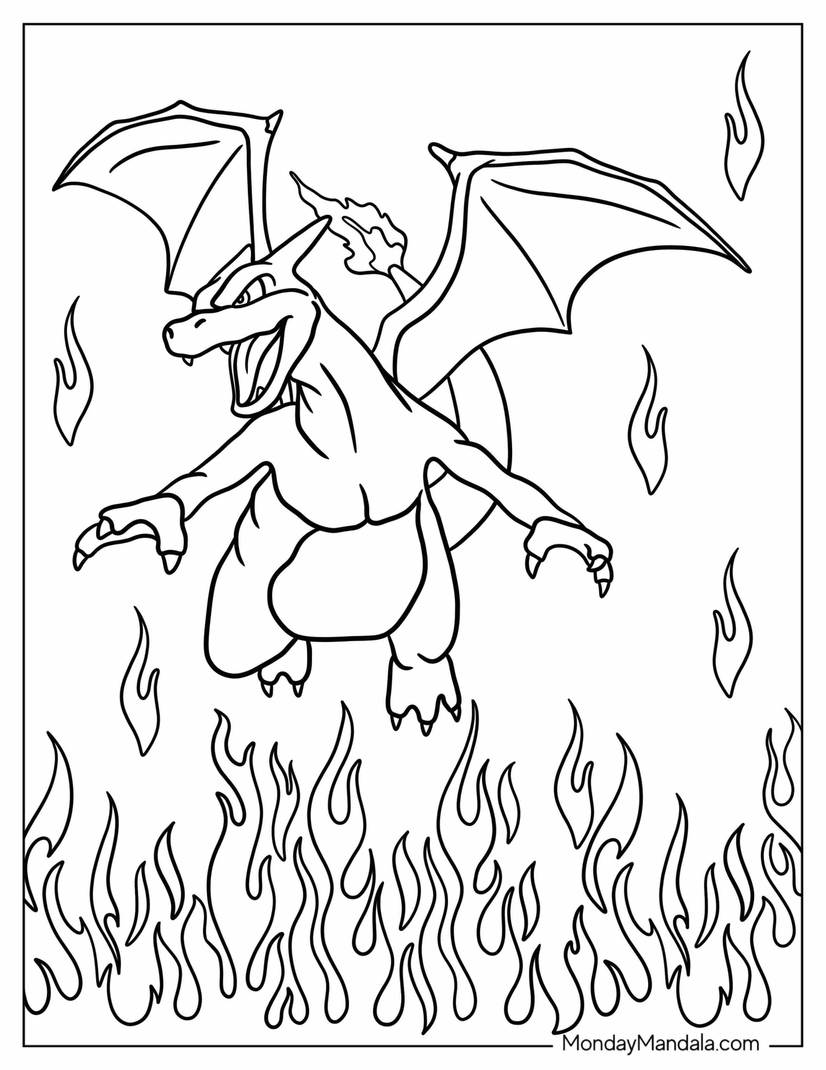 Fire Themed Charizard Pokemon To Color