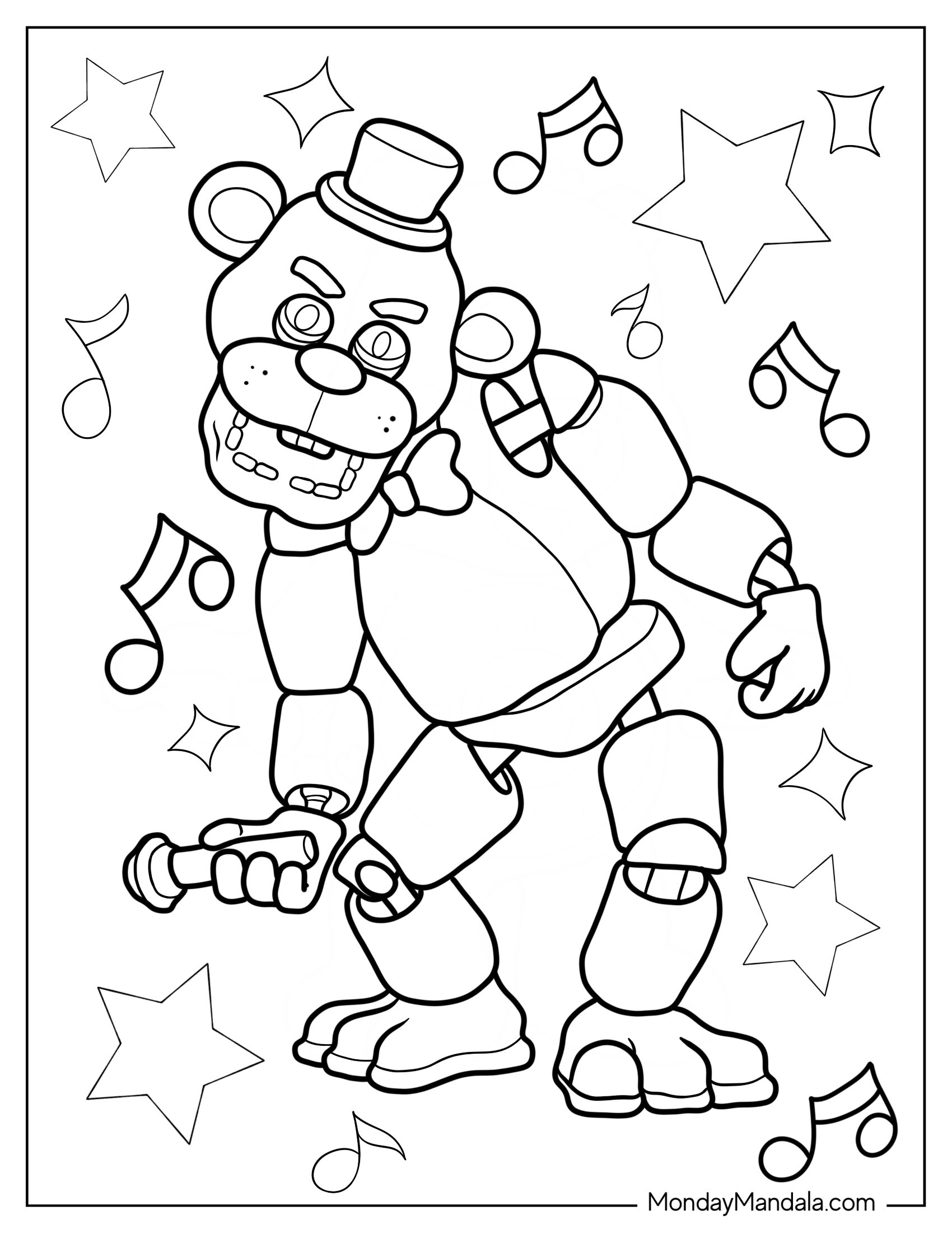 Five Nights At Freddy's Coloring Page Of Golden Freddy For Kids