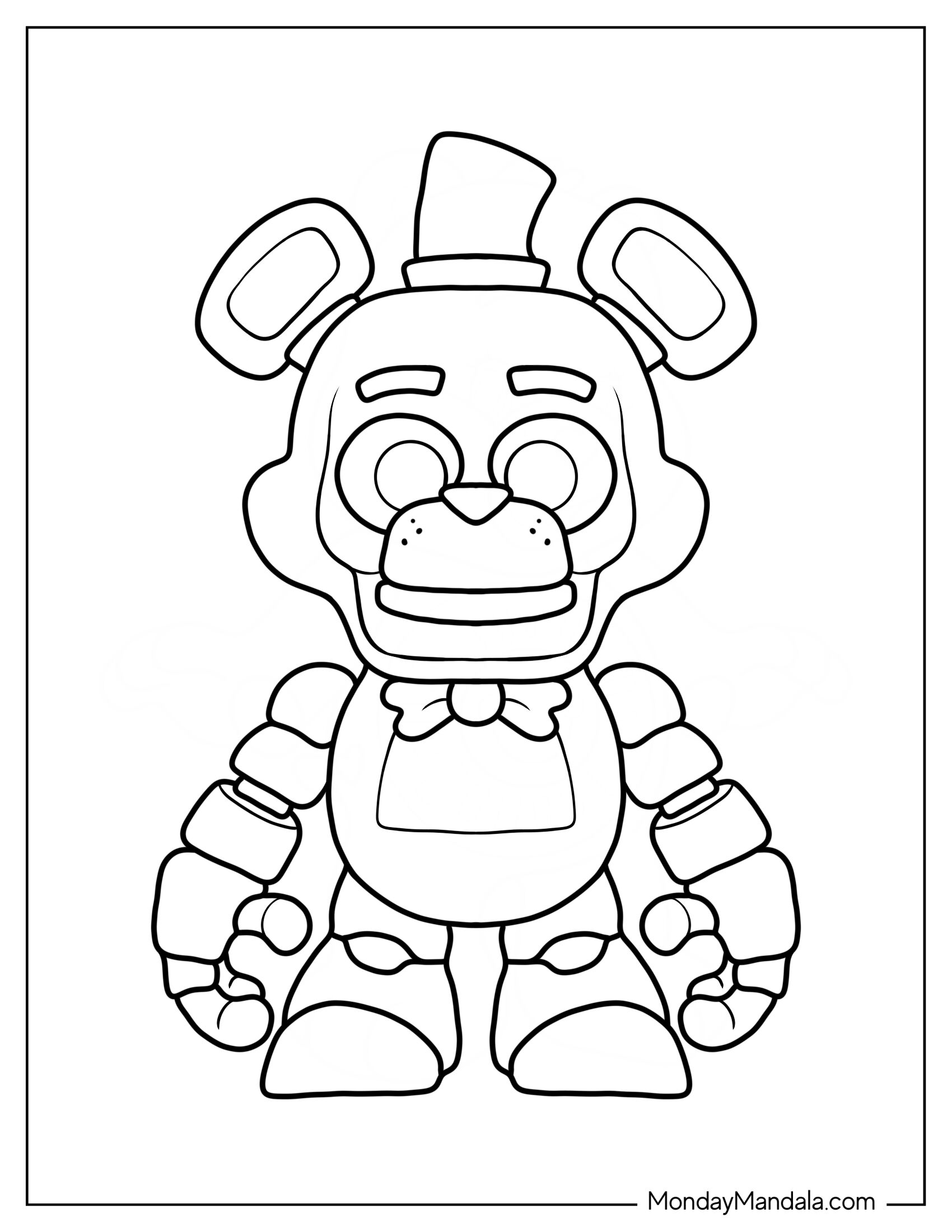 Five Nights At Freddy's Coloring Page Of Simple Freddy Fazbear Outline