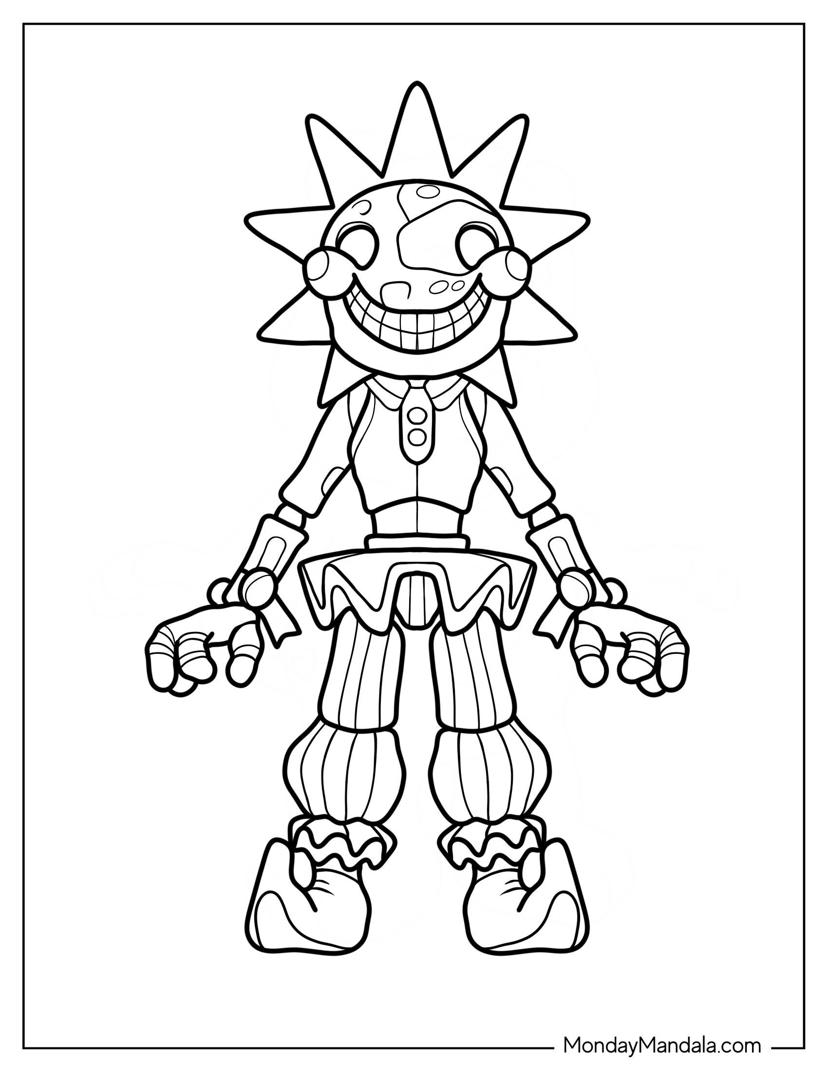 Five Nights At Freddy's Coloring Page Of Sun Daycare Attendant