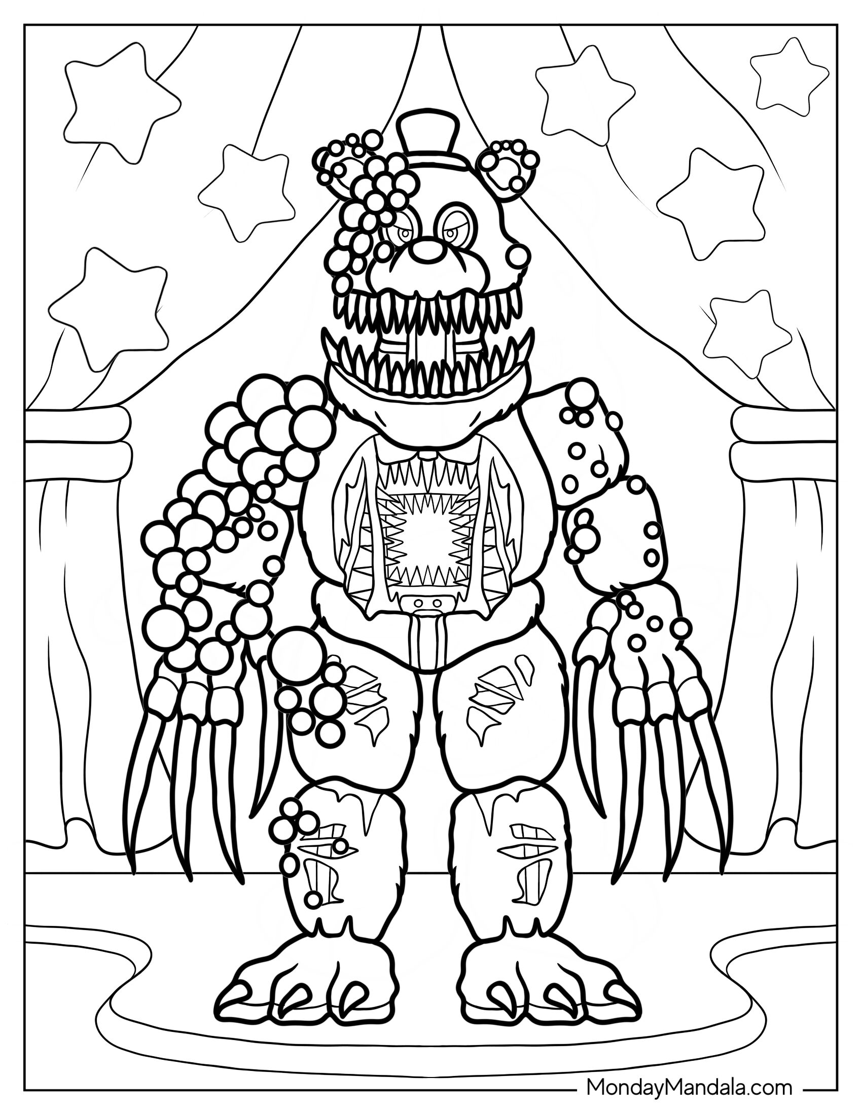 Five Nights At Freddy's Coloring Page Twisted Freddy