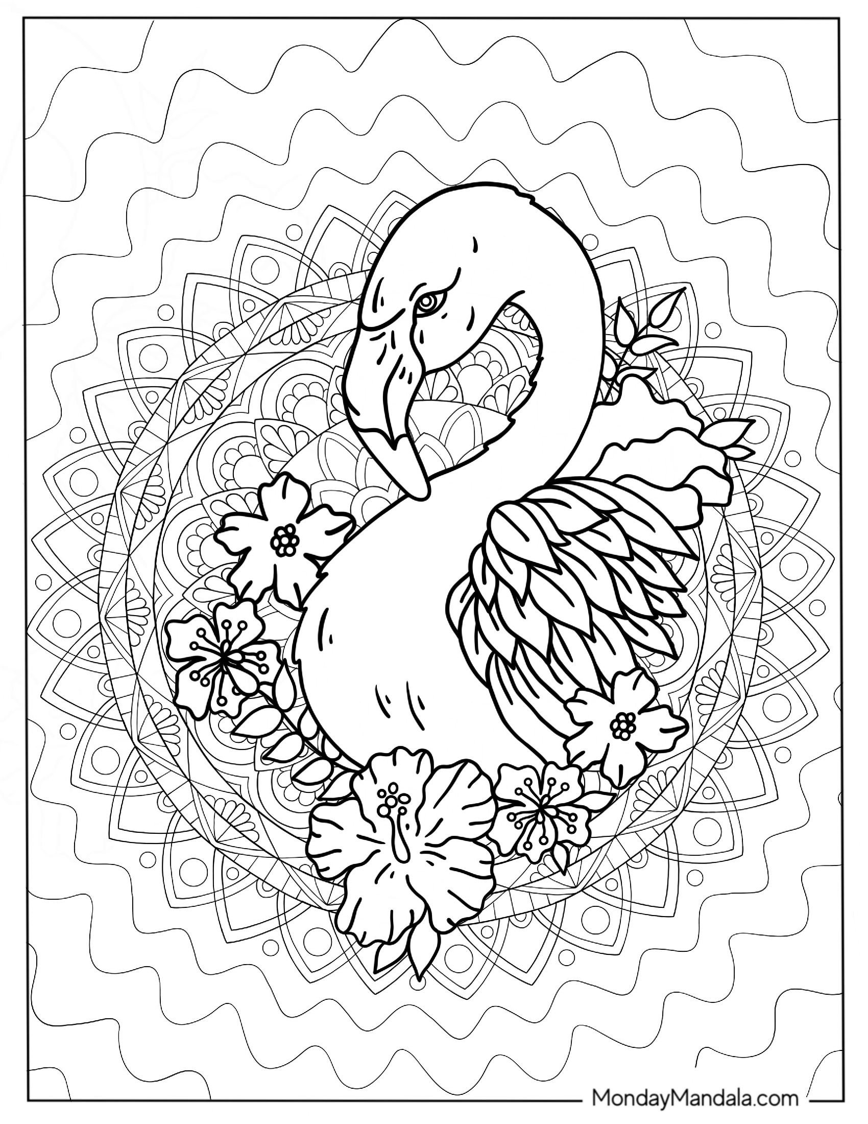 Flamingo Mandala Coloring Page