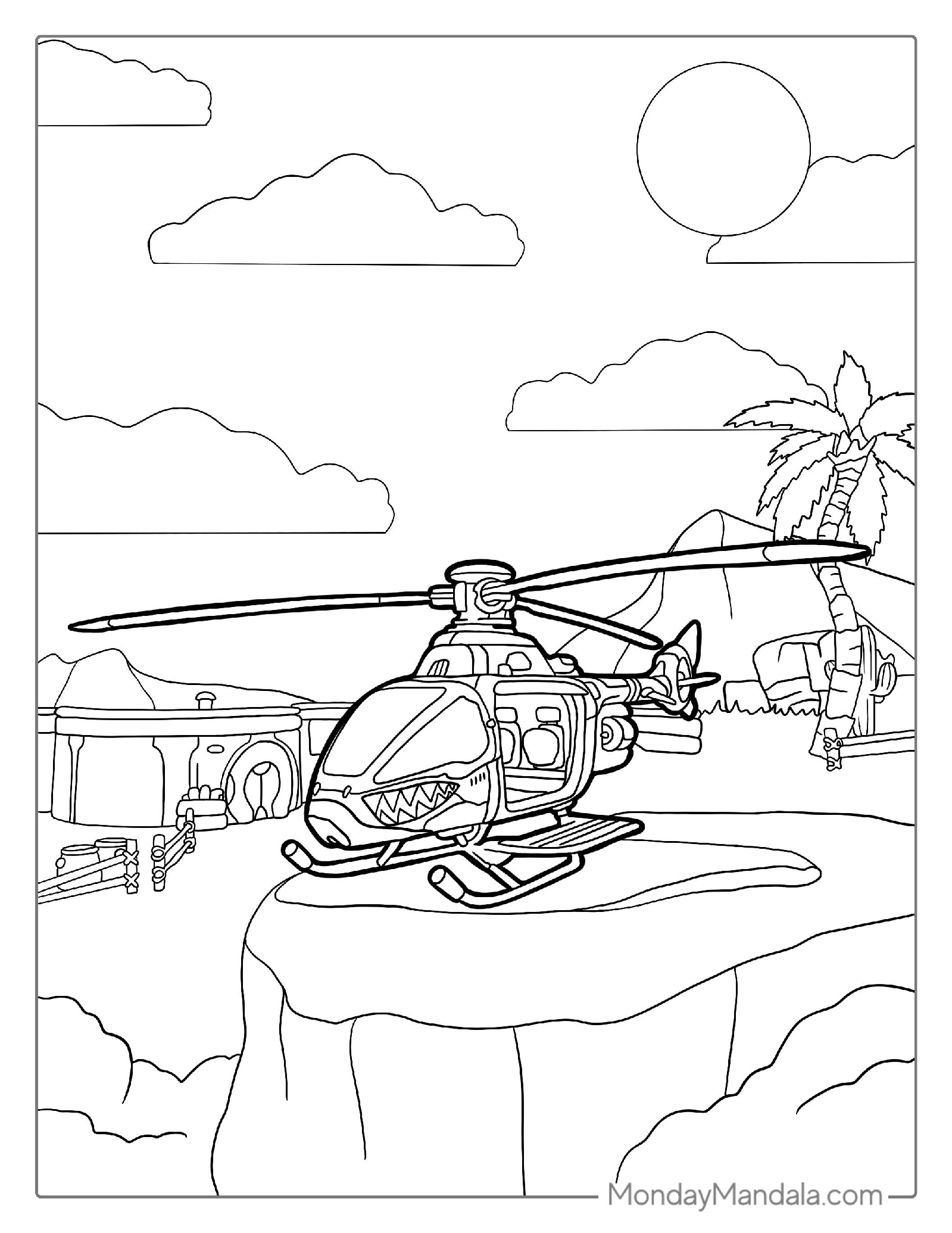 Fortnite Helicopter Coloring Page For Kids