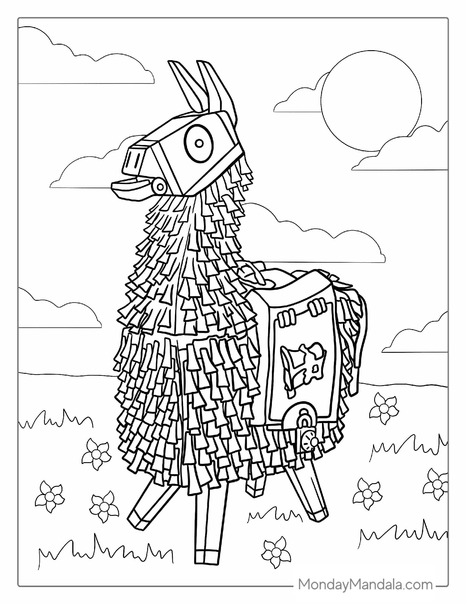 Fortnite Llama Coloring Sheet For Kids