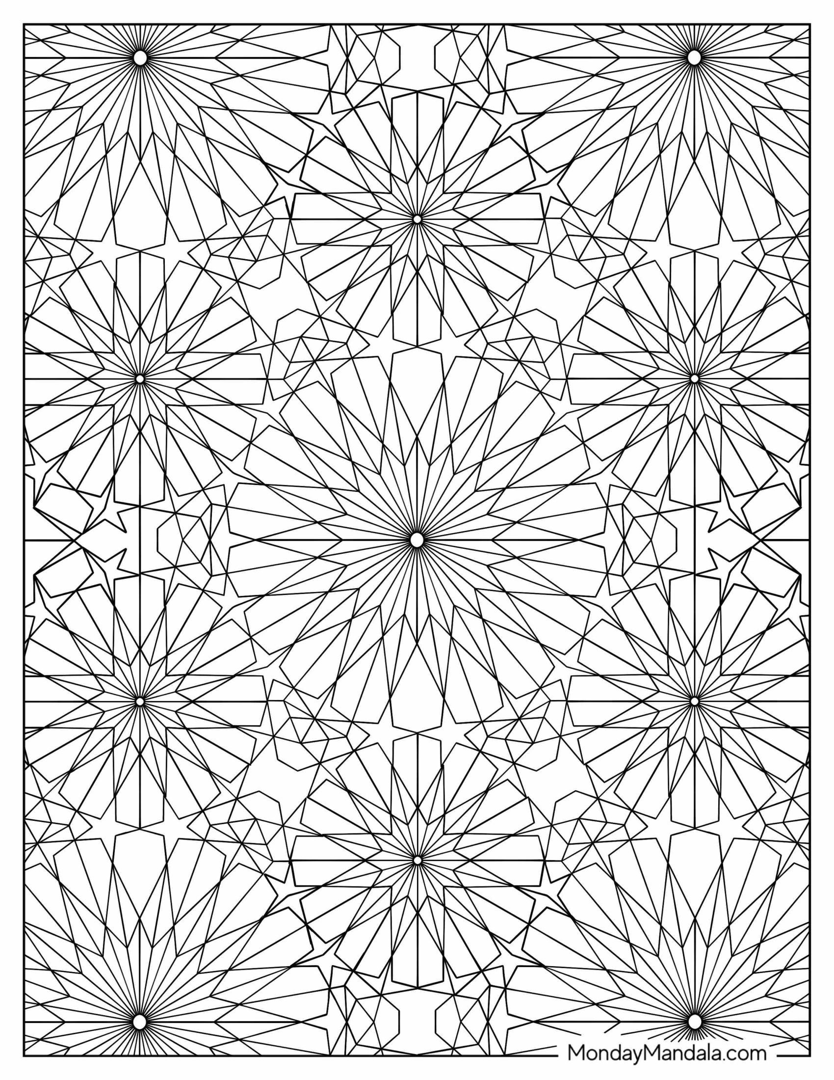 Full Page Abstract Geometric Coloring Page Of Shapes