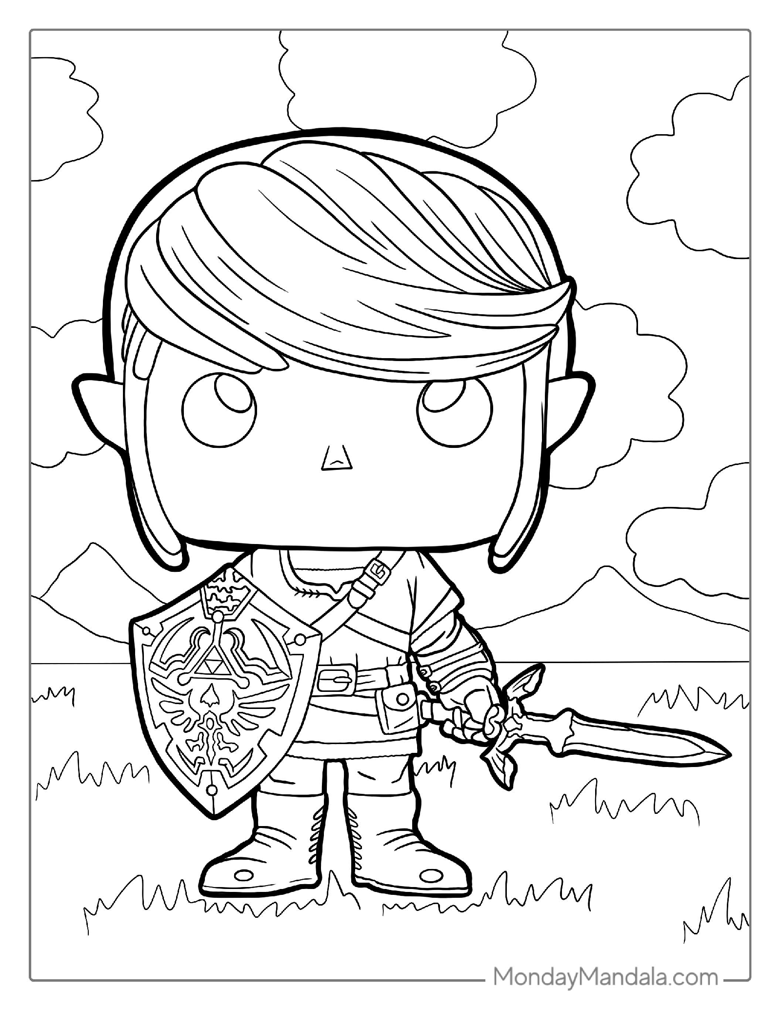 Funko Pop Link From Zelda Coloring Sheet