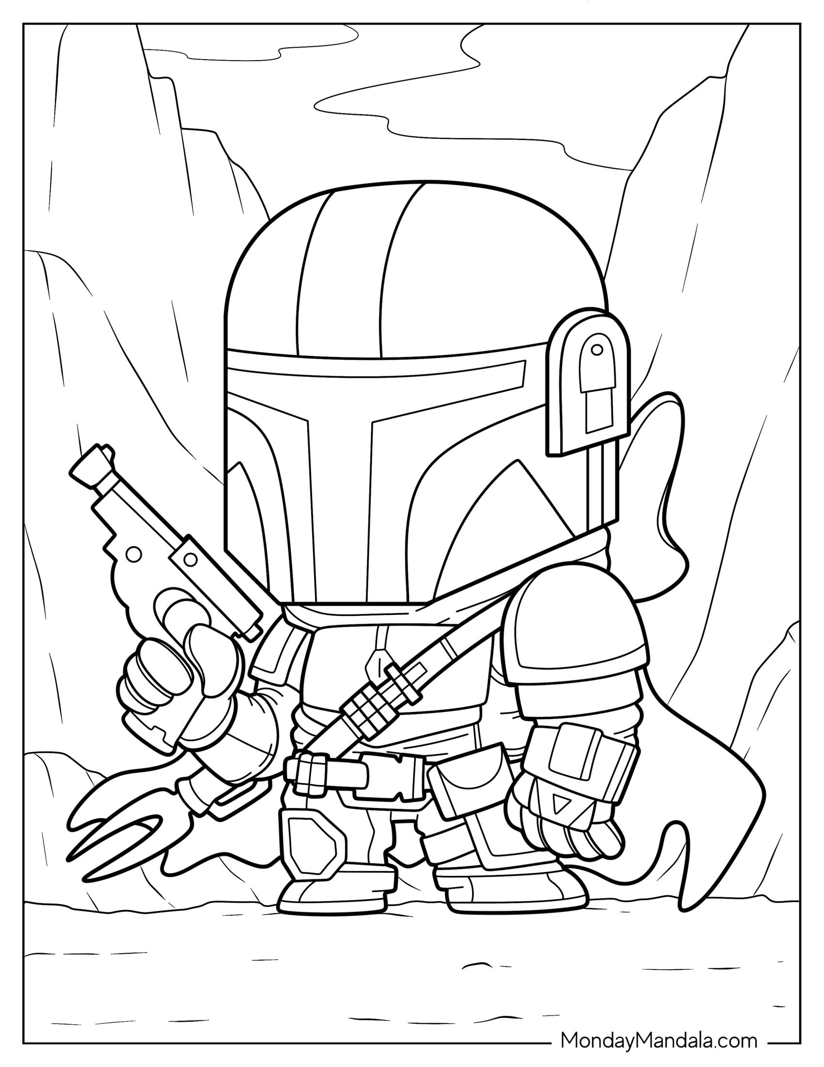 Funko Pop Mandalorian Coloring Page For Preschoolers