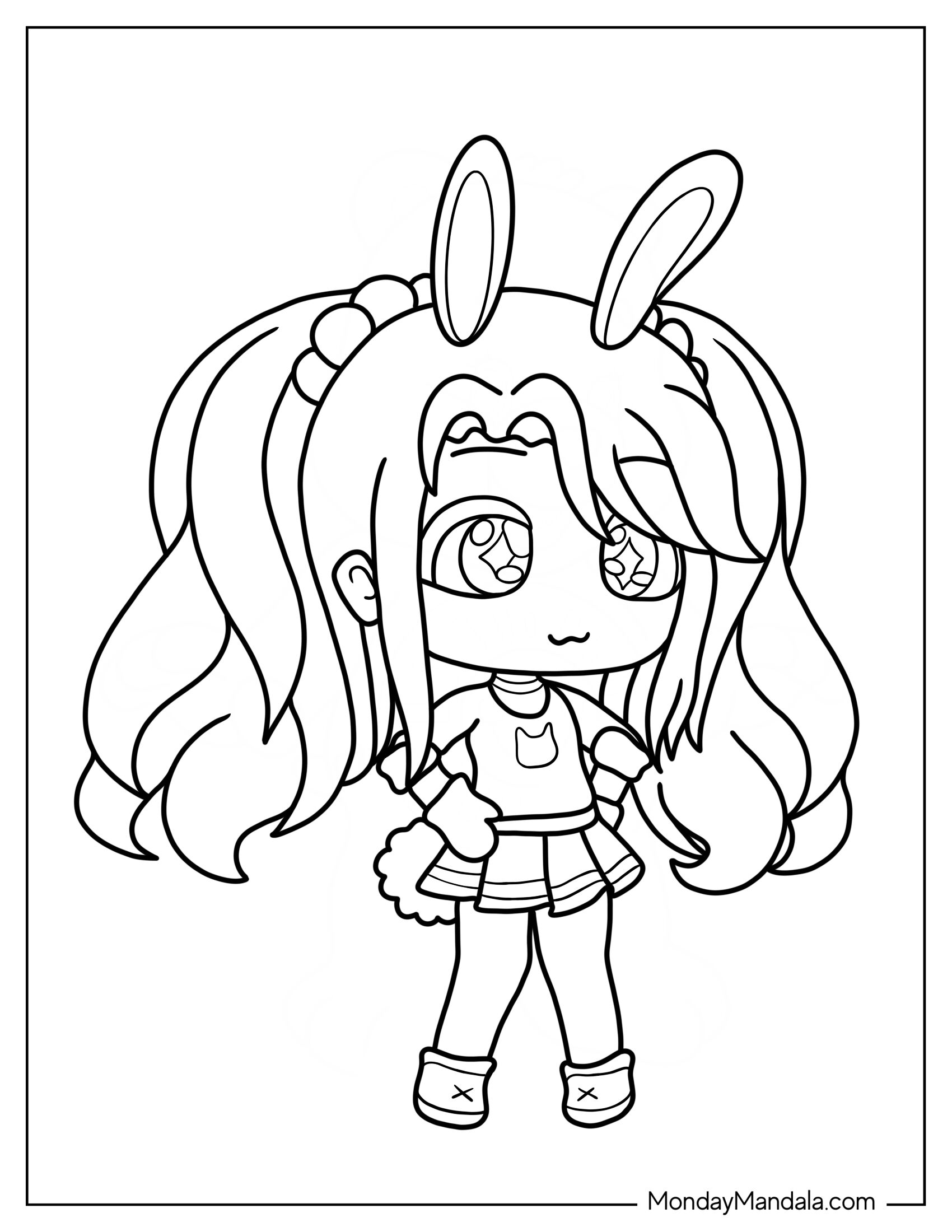 Gacha Life Coloring Page Of Chibi Girl For Preschoolers