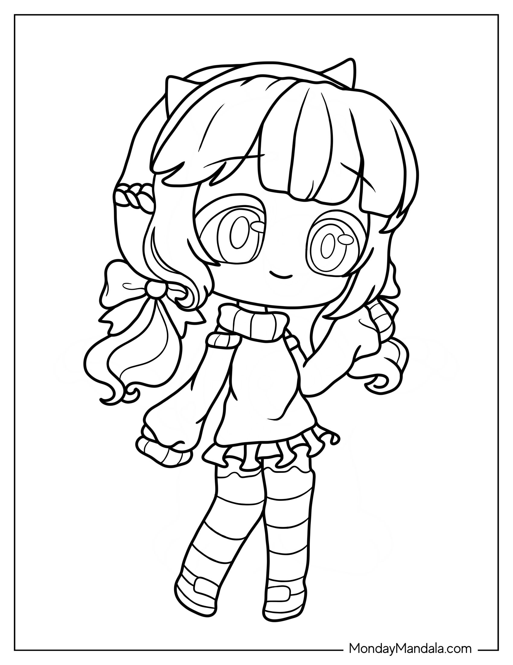 Gacha Life Coloring Page Of Simple Girl Waving Coloring Page