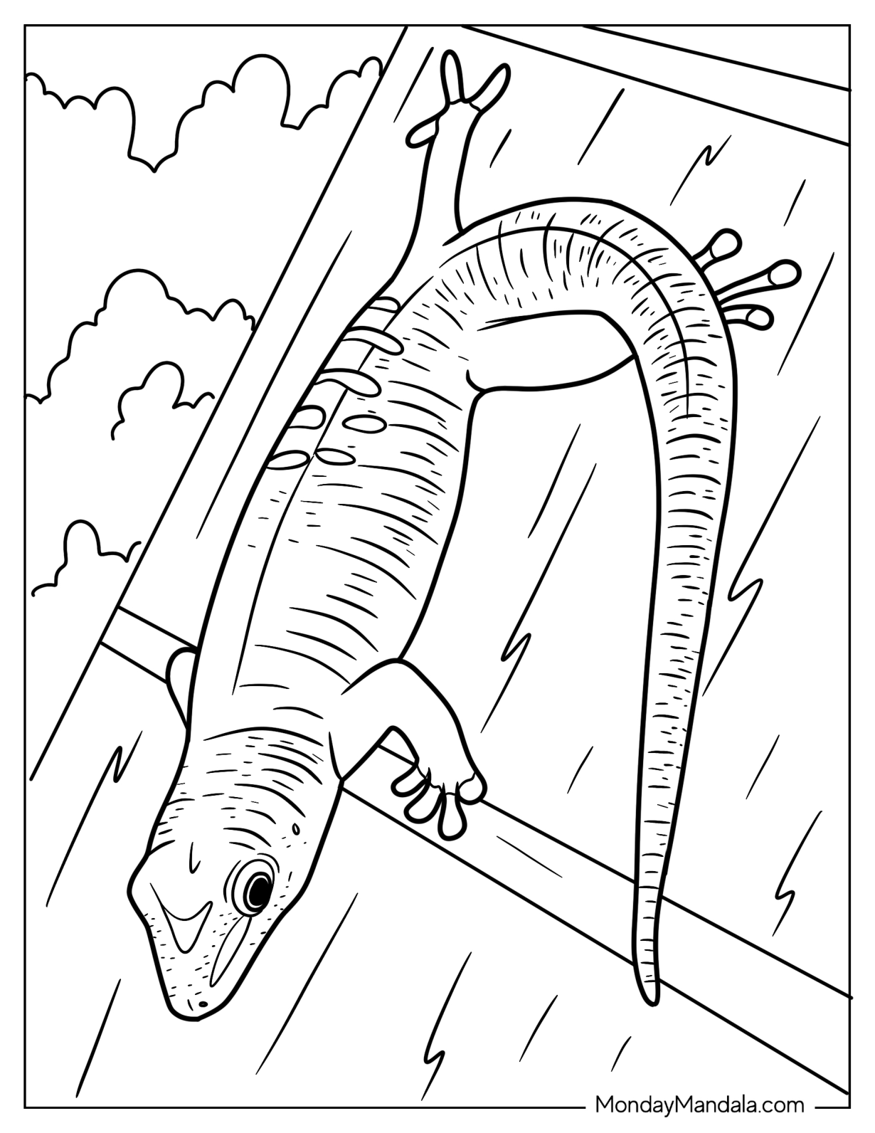 Gecko Lizard Coloring Page On Wood Coloring Page