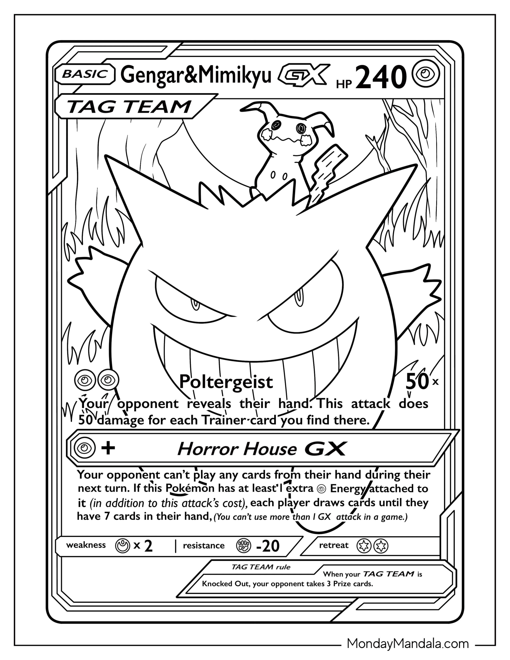 Gengar Coloring Page And Mimikyu Poltergeist Pokemon Card