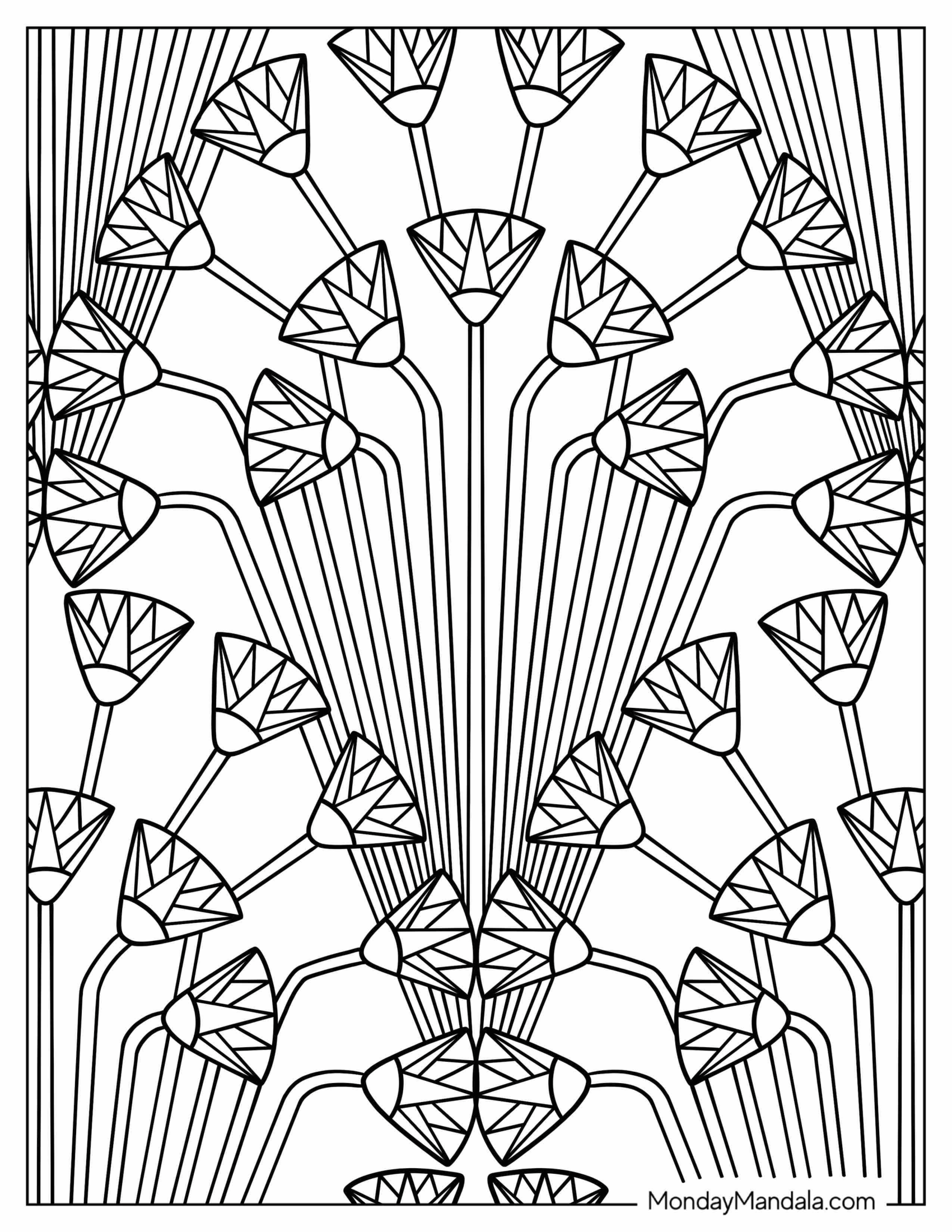 Geometric Flower Pattern Coloring Page