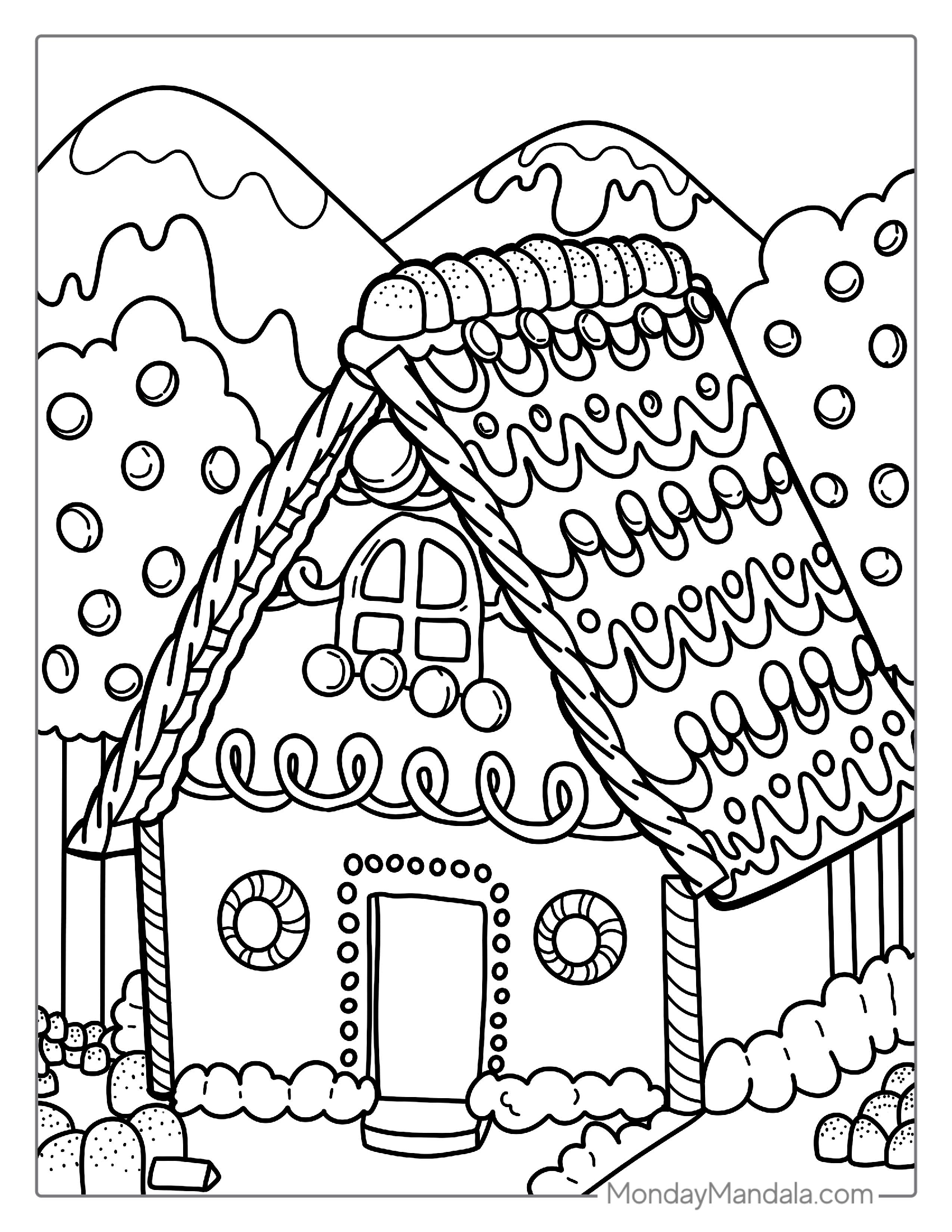 Ginger Bread House Coloring Page