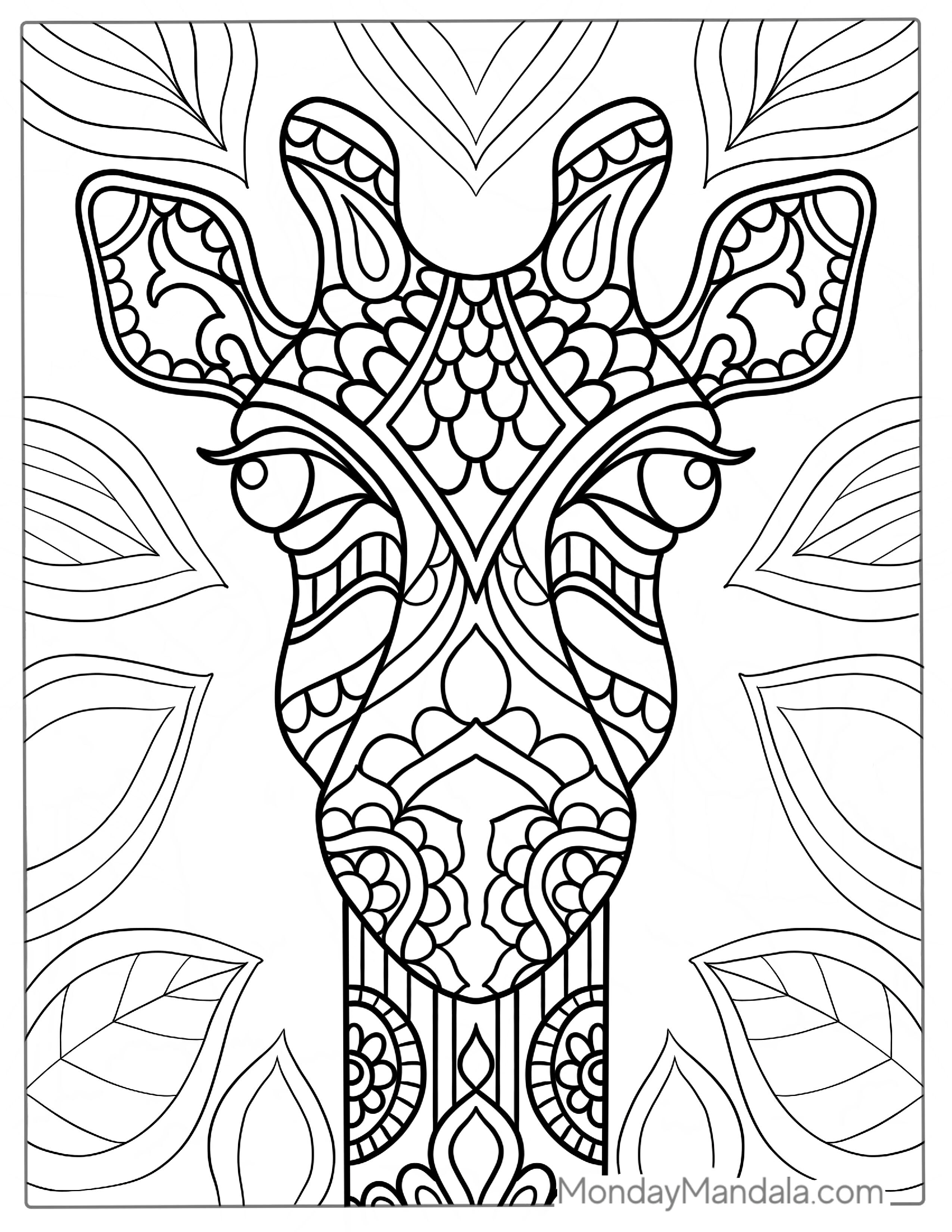 Giraffe Mandala Coloring Sheet