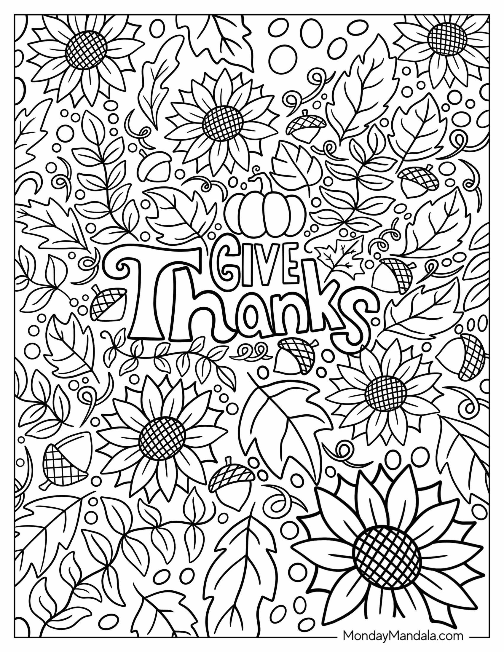 Give Thanks With Fall Elements Coloring Sheet