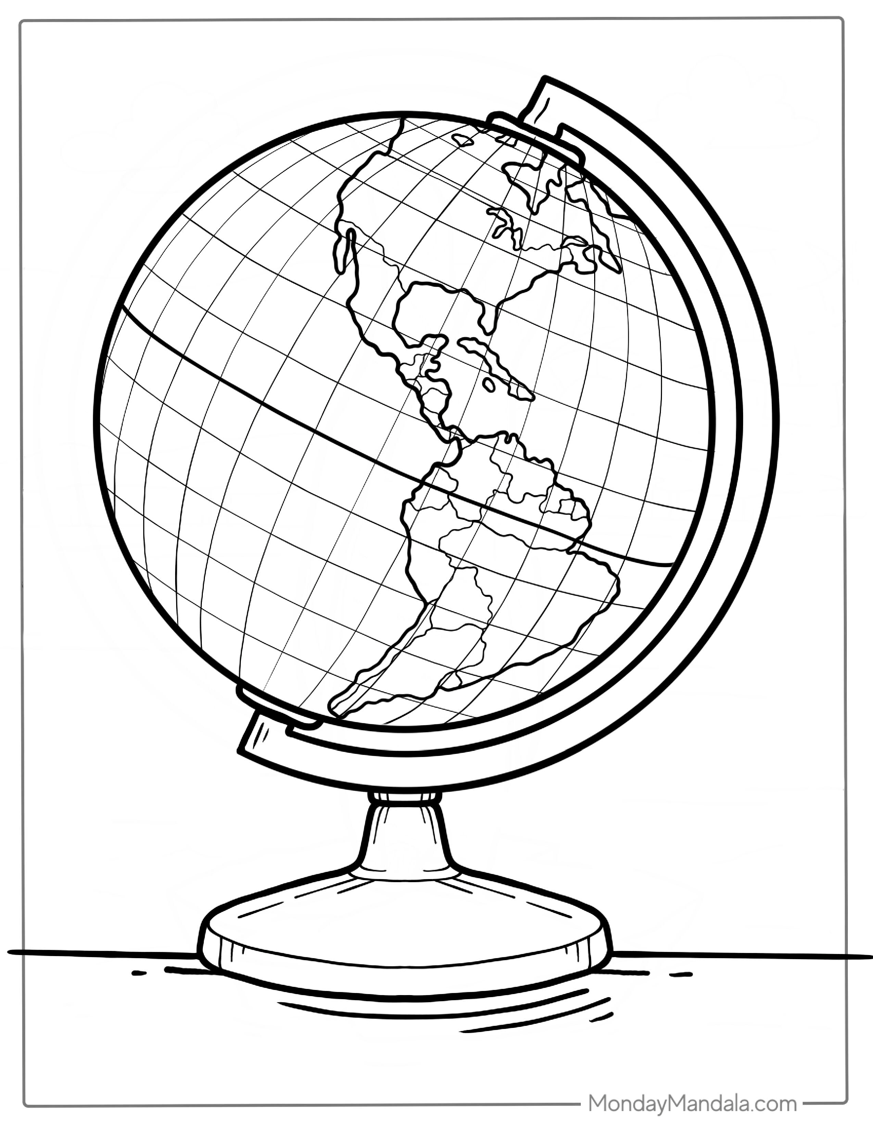 Globe Stand Coloring Page For Kids