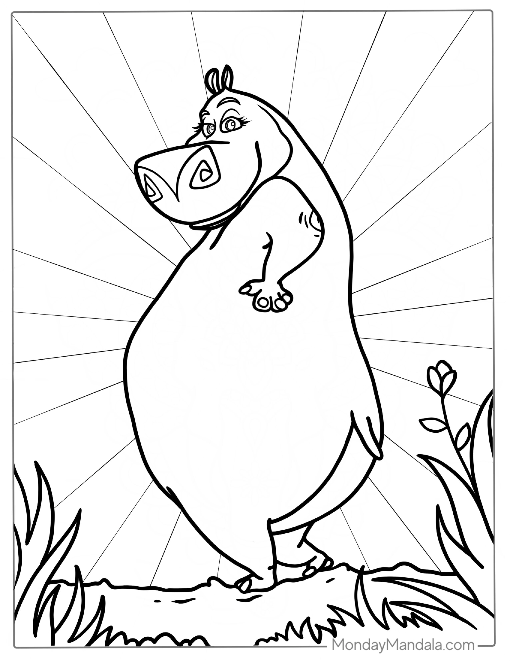 Gloria The Hippo From Madagascar To Color