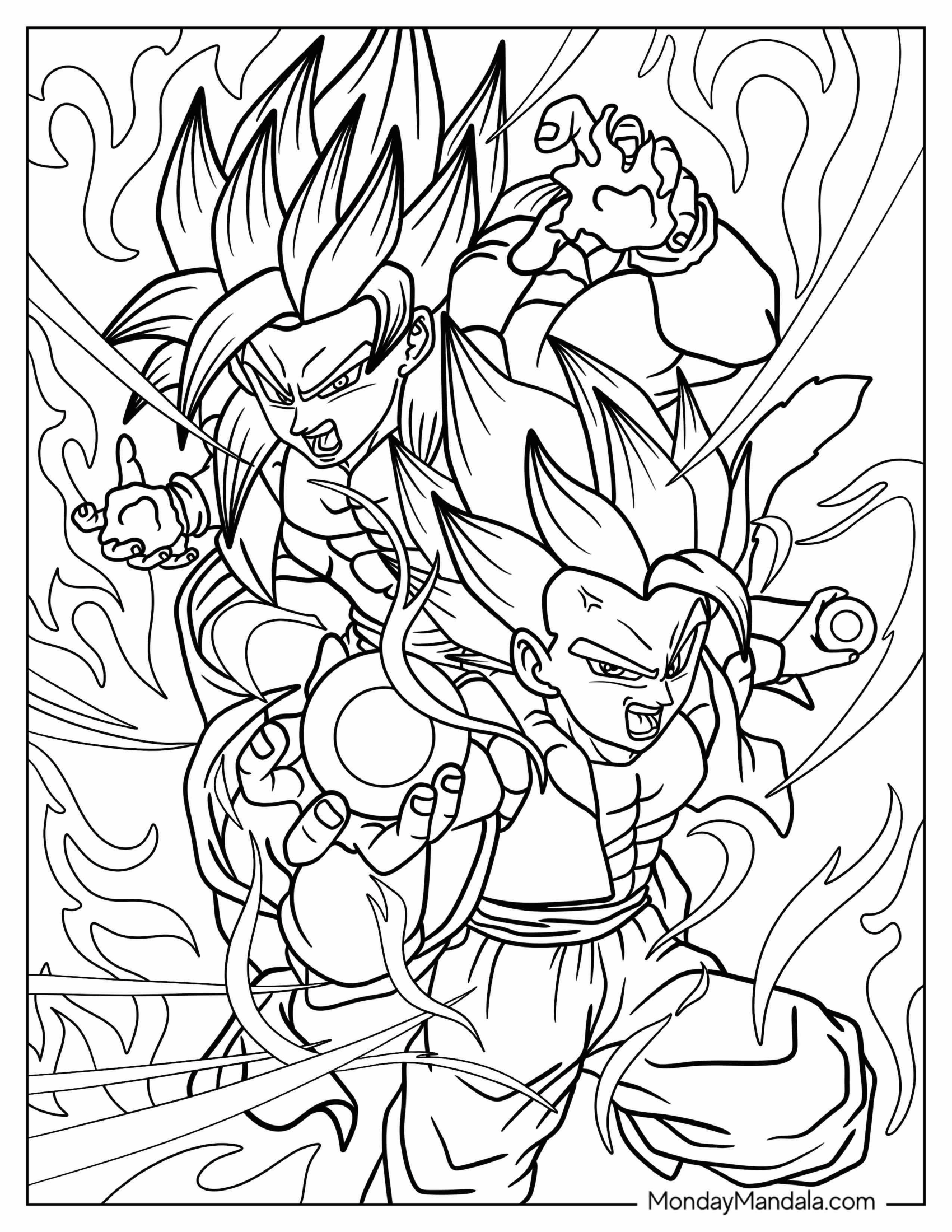 Gogeta Coloring Page And Vegito In Battle