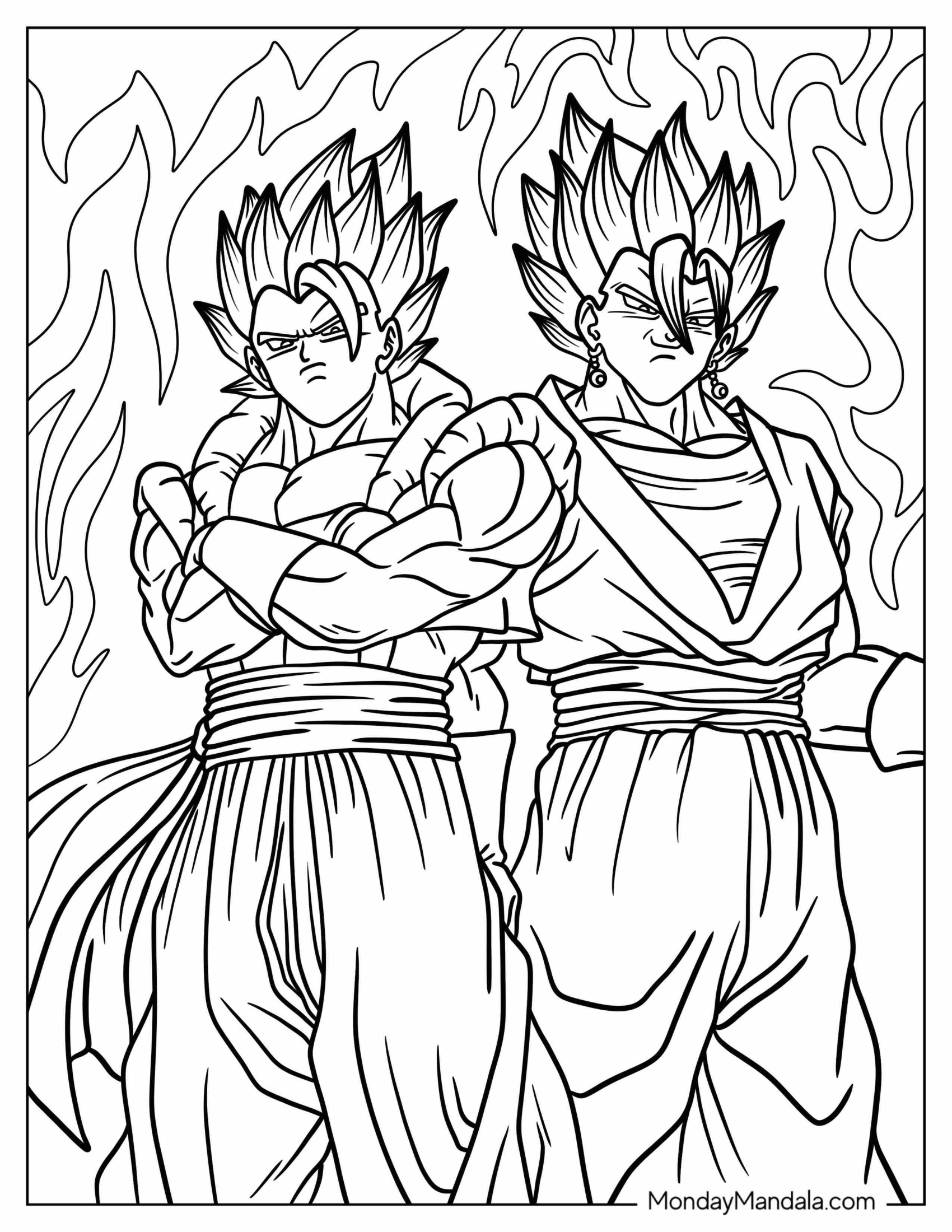 Gogeta Coloring Page And Vegito In Super Saiyan Mode