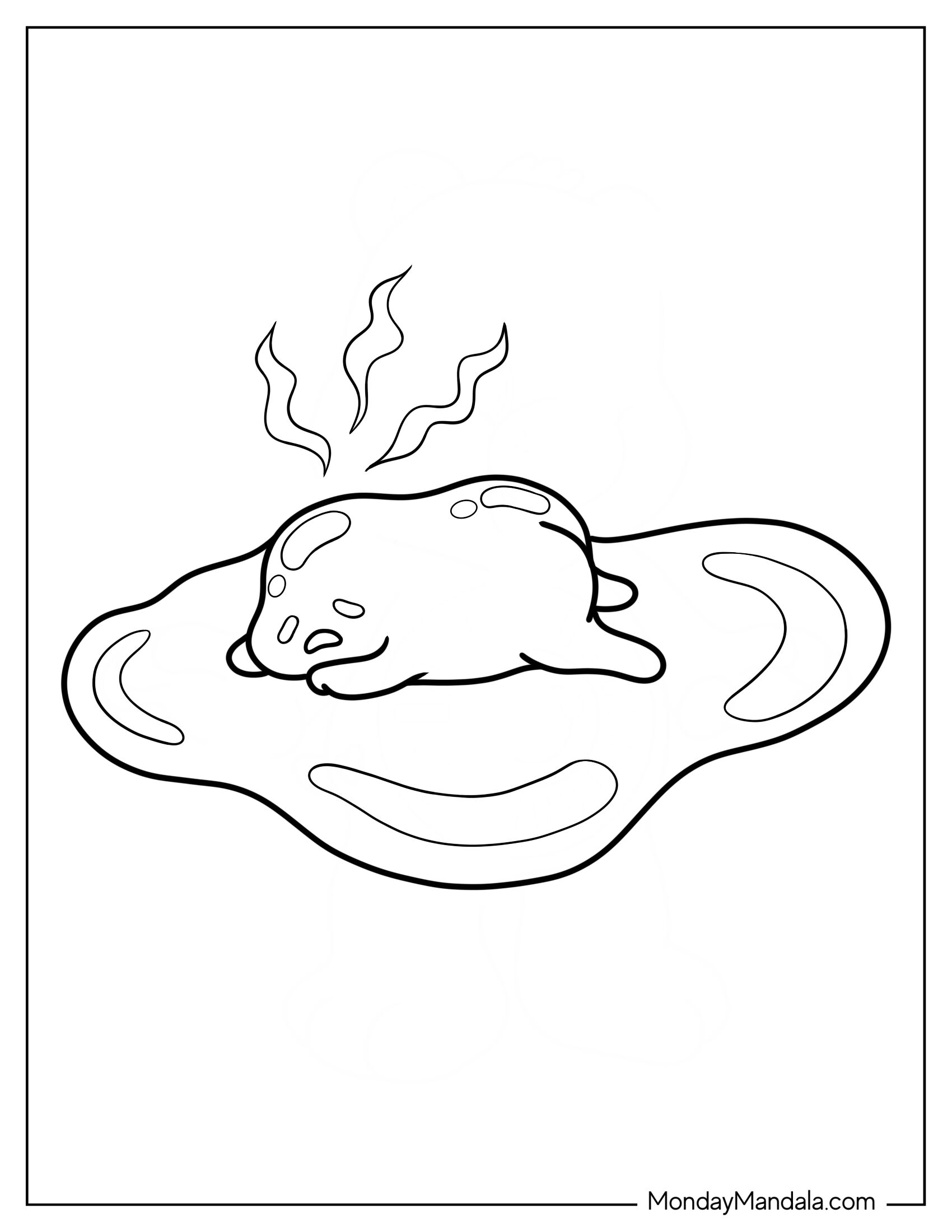 Gudetama Coloring Page Lying Inside Egg White For Kids