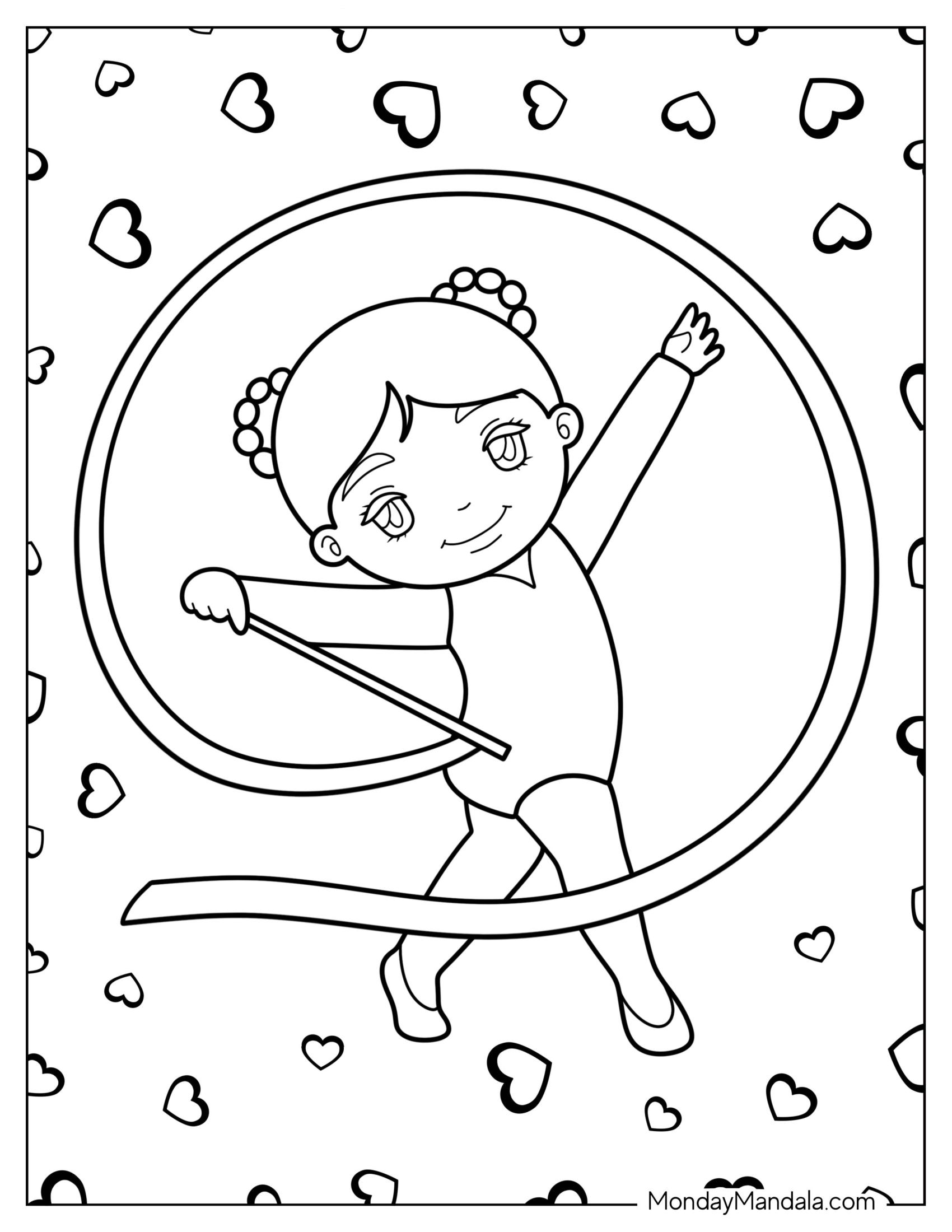 Gymnastics Coloring Page Of Cute Cartoon Rhythmic Gymnast