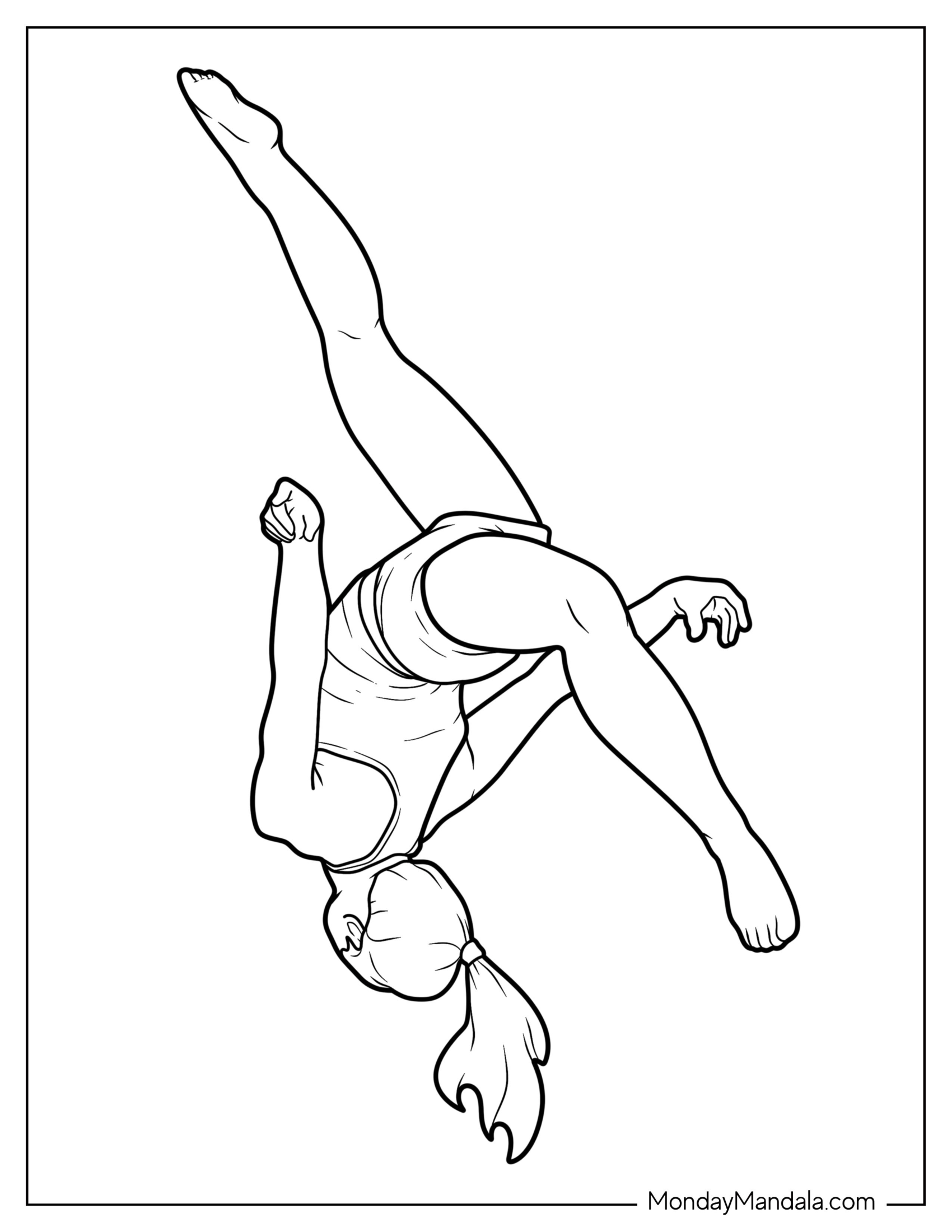 Gymnastics Coloring Page Of Gymnast In The Middle Of Backflip