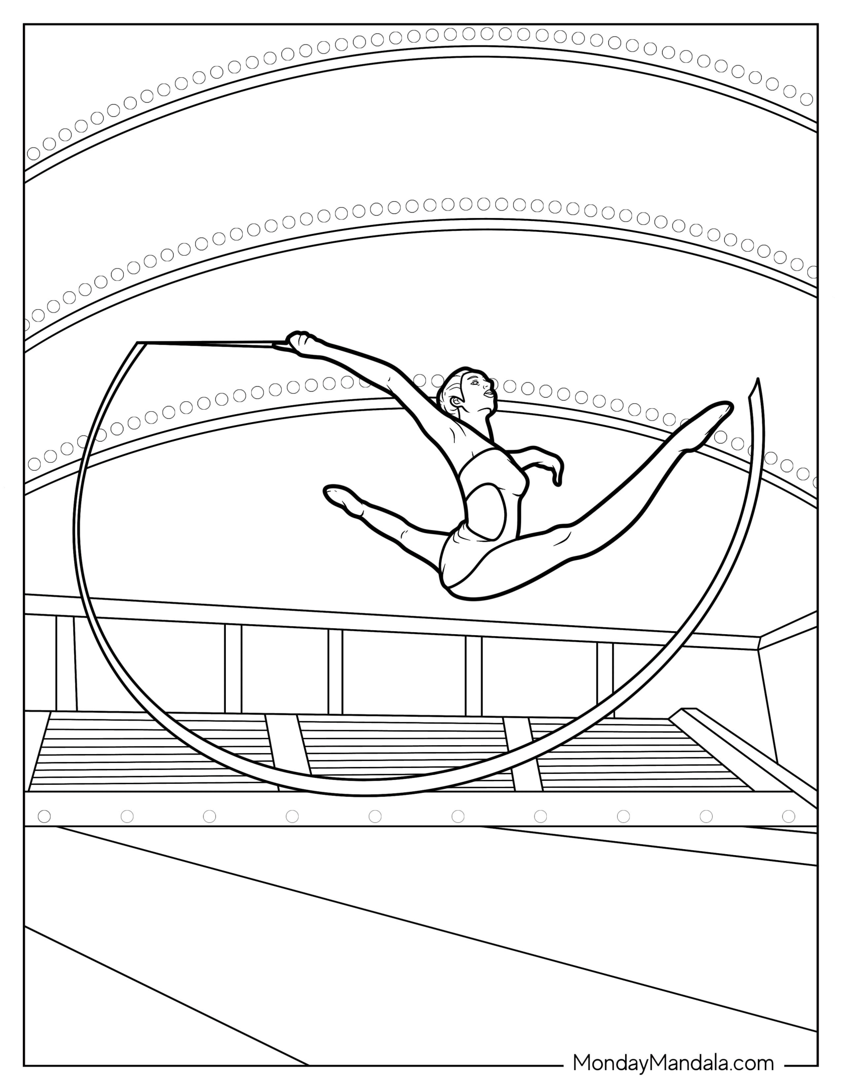 Gymnastics Coloring Page Of Rhythmic Gymnast Air Split With Ribbon