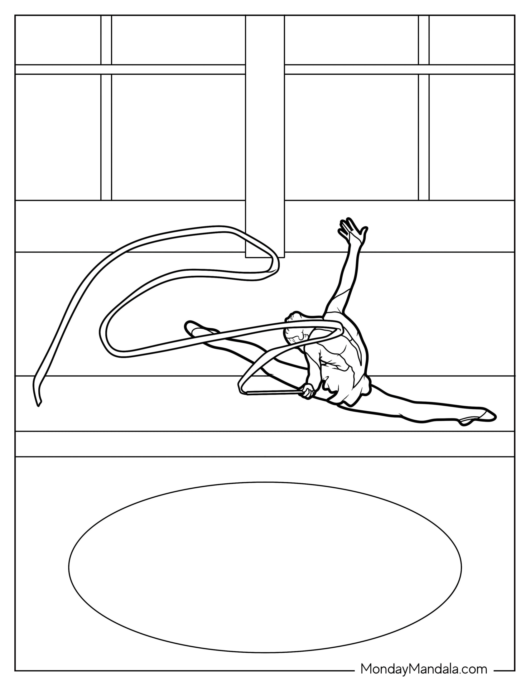 Gymnastics Coloring Page Of Rhythmic Gymnast Ribbon Performance