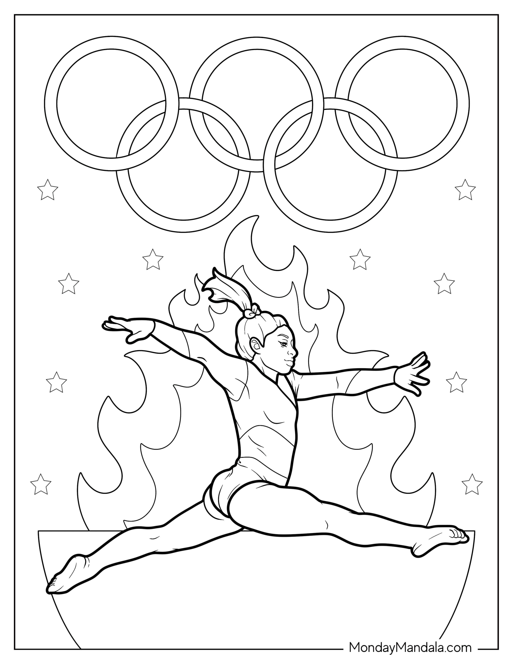 Gymnastics Coloring Page Of Simone Biles In The Olympics