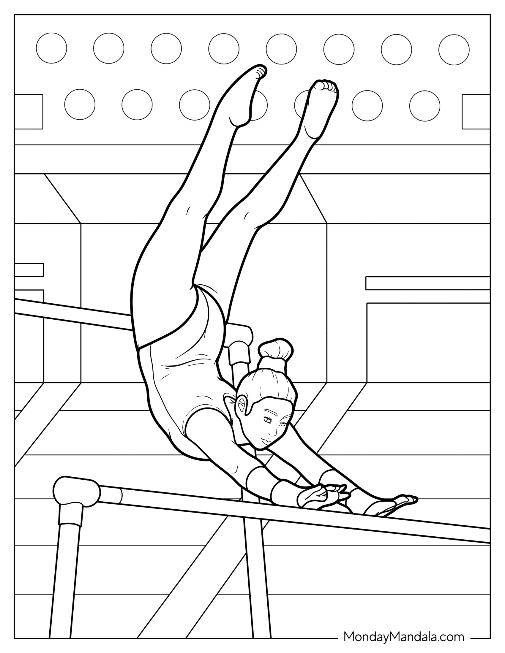 Gymnastics Coloring Page Of Suni Lee On Uneven Bar