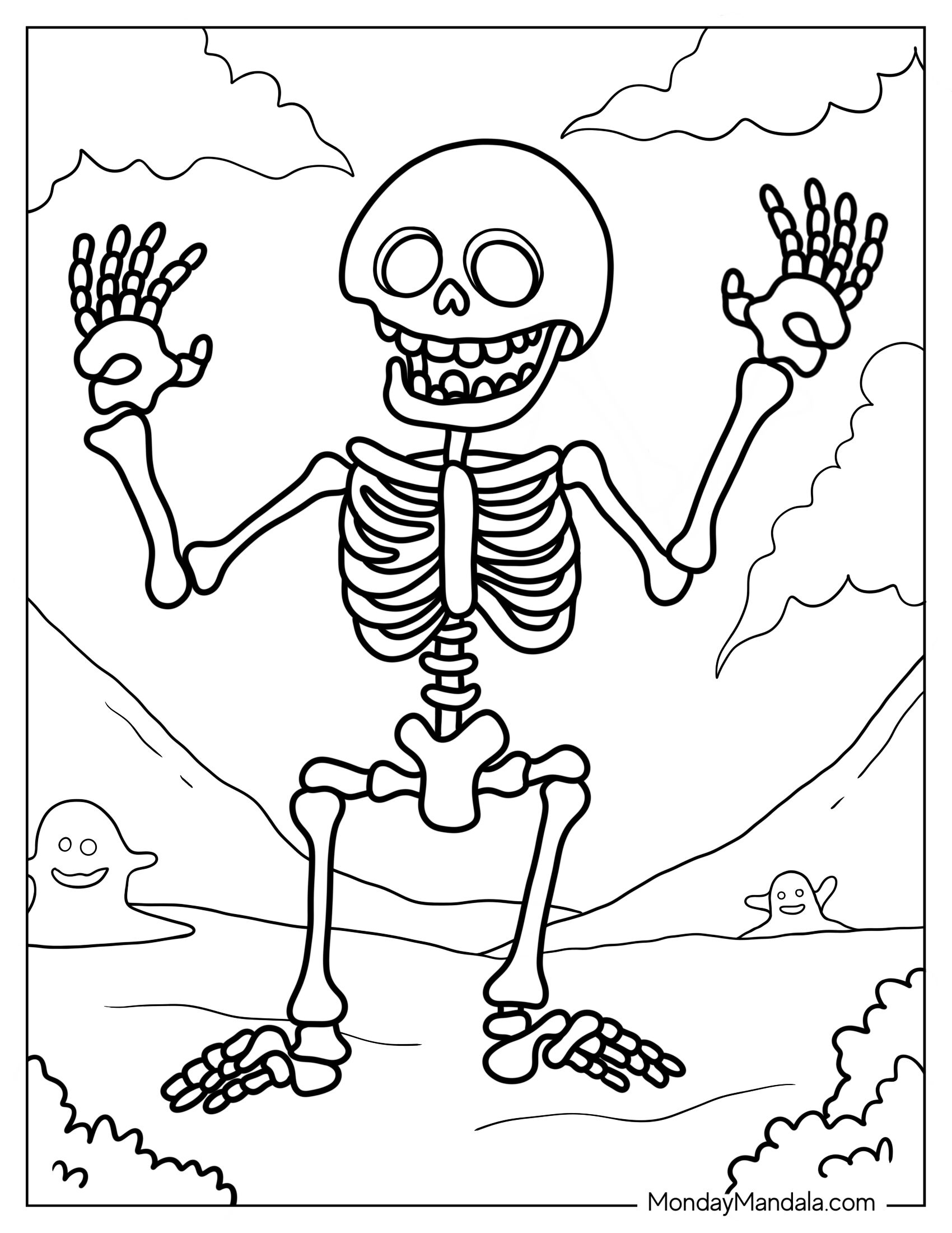 Halloween Skeleton Coloring Sheet For Kids