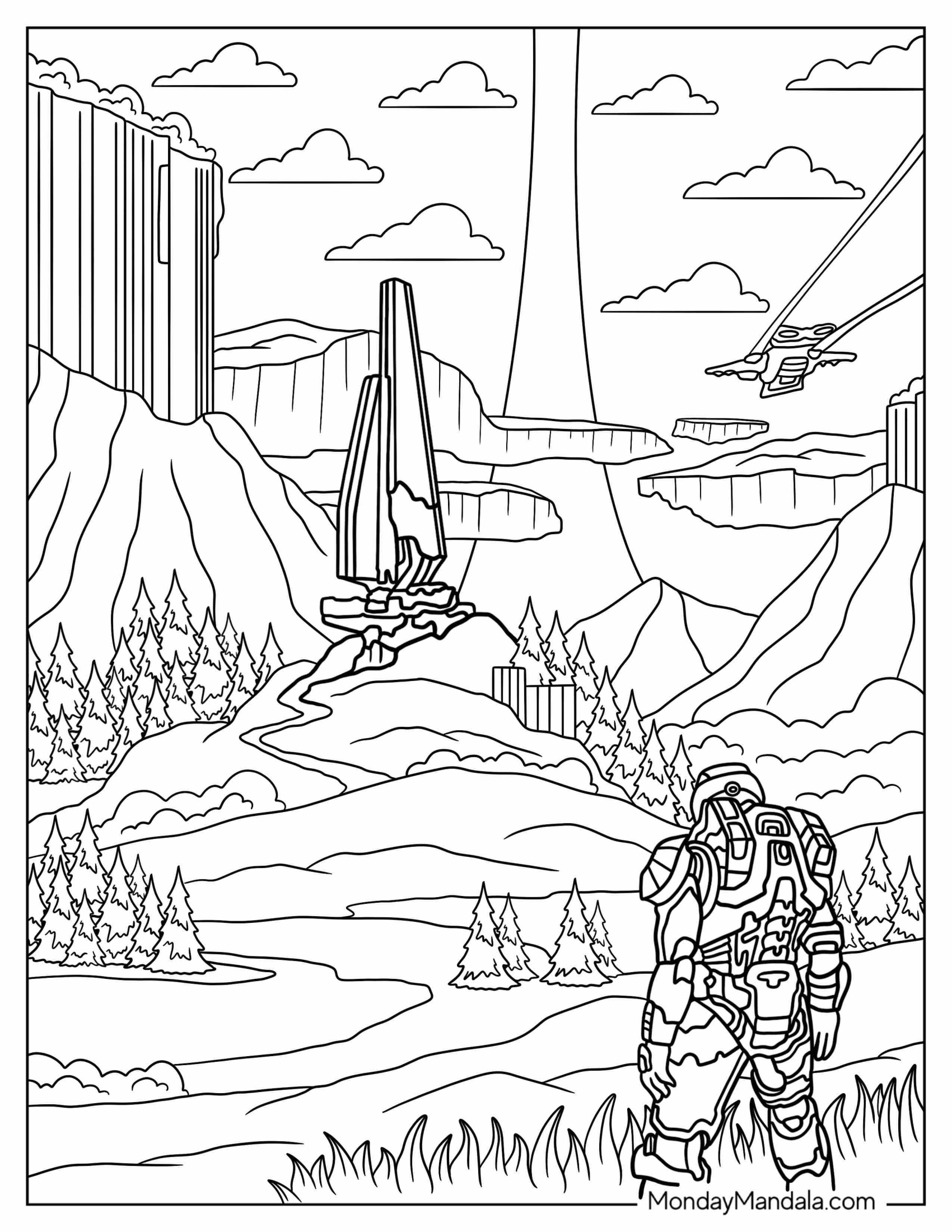 Halo Coloring Page Of Infinite Master Chief Valley