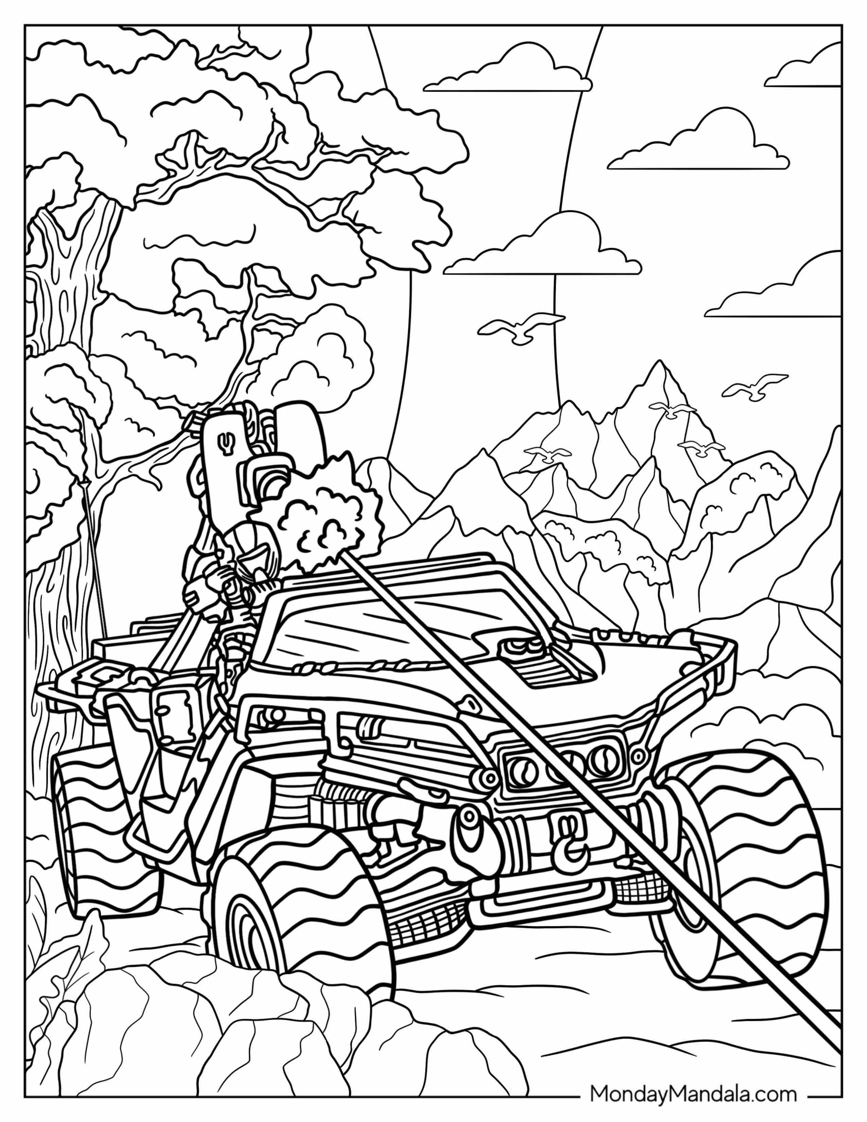 Halo Coloring Page Of M12B Warthog Shooting Laser