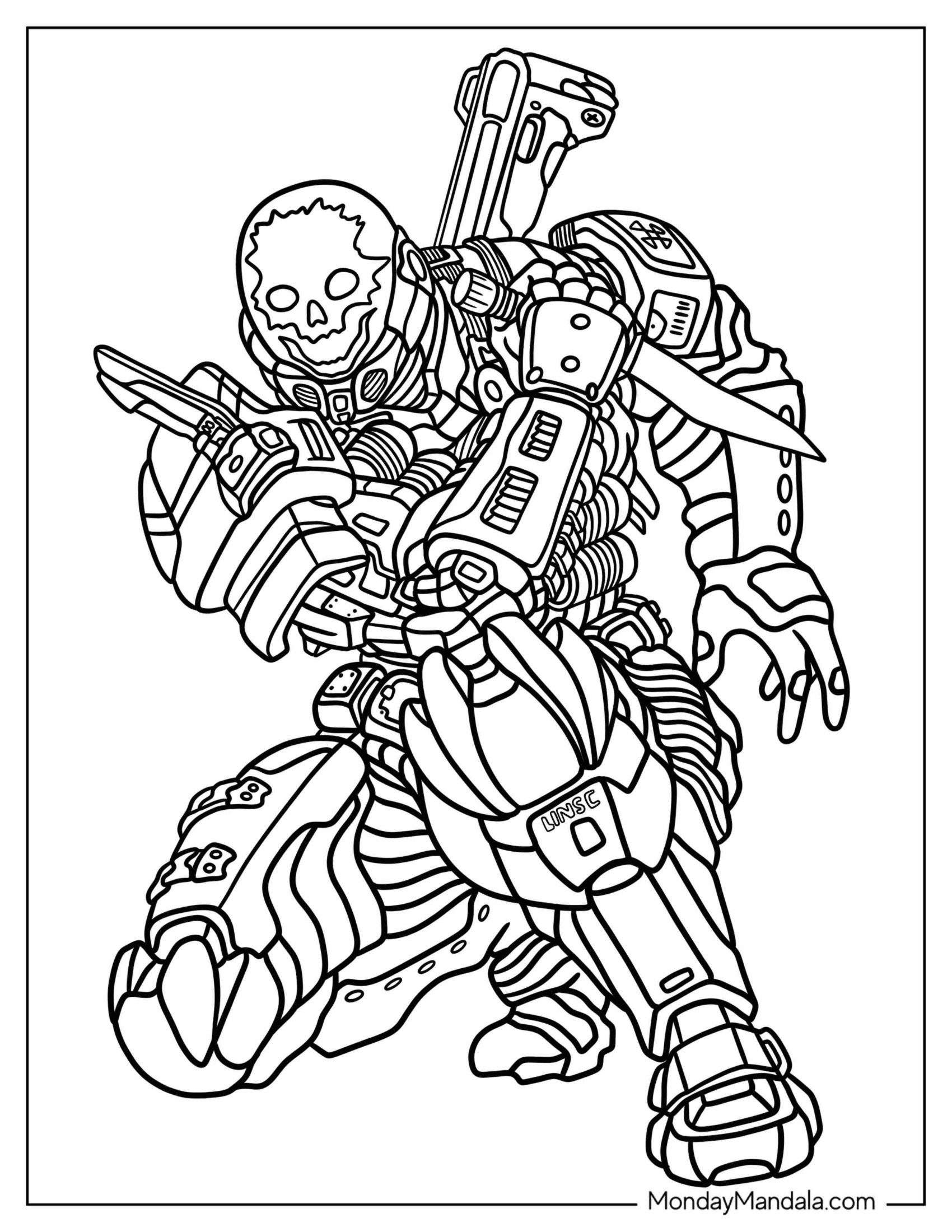 Halo Coloring Page Of Reach Emile Ghost Rider With Knife