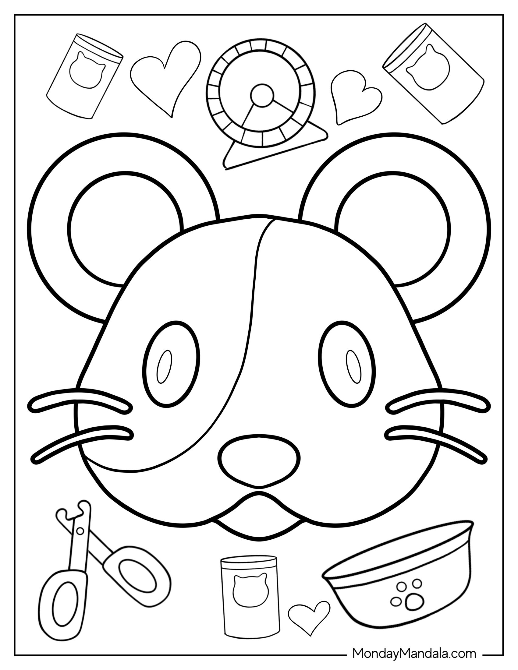 Hamster Face Coloring Sheet