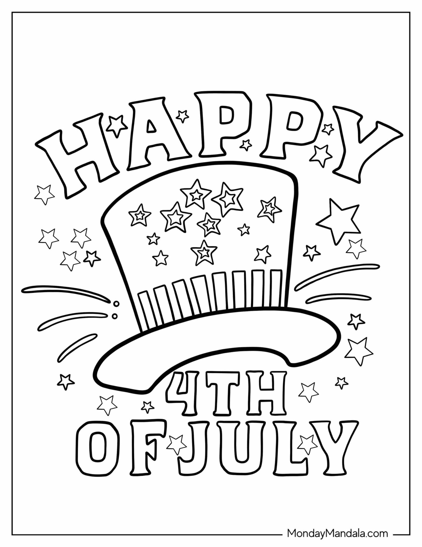 Happy 4th July Coloring Page