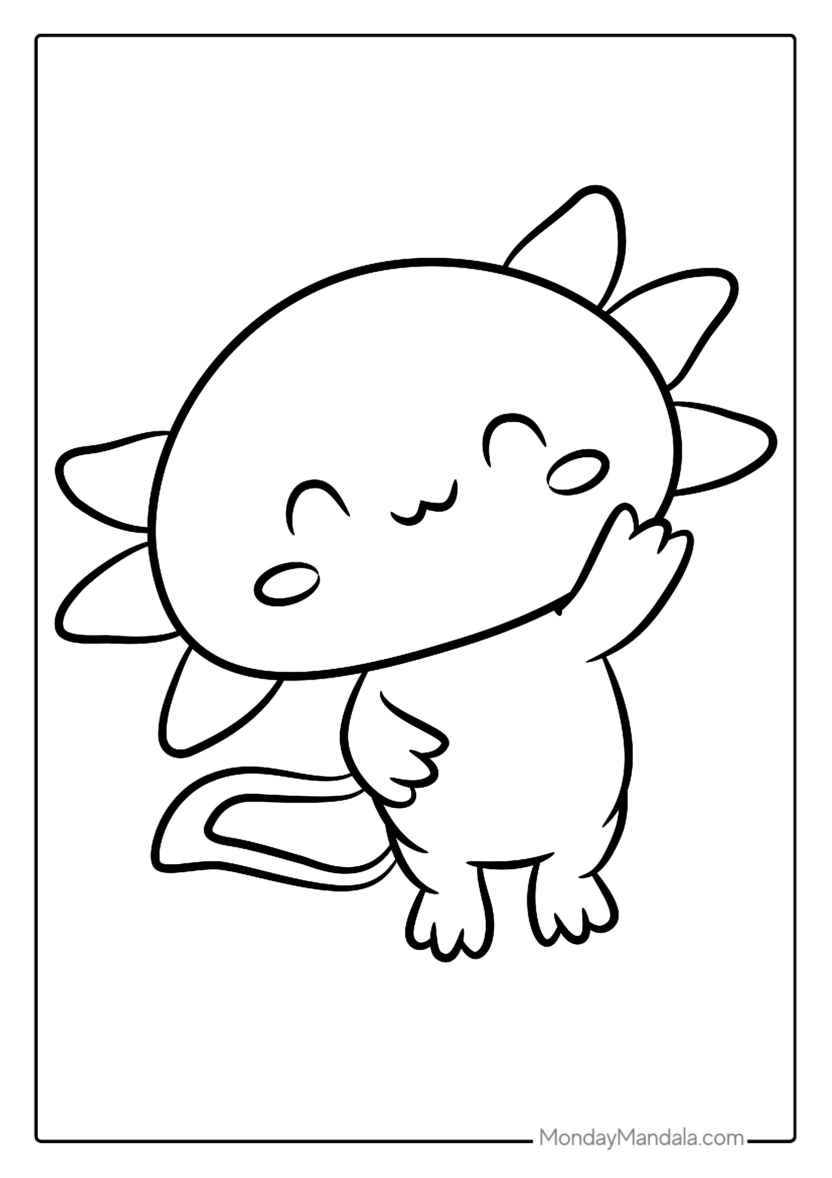 Happy Axolotl To Color In