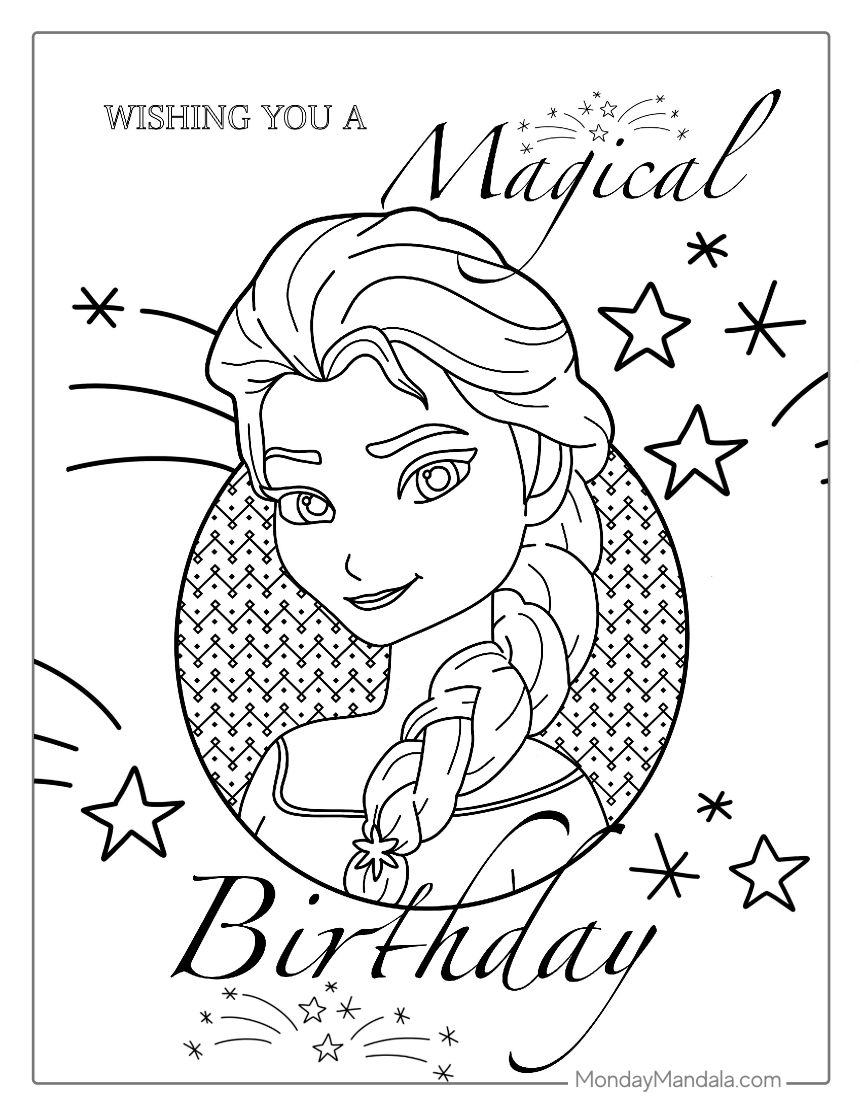 Happy Birthday Elsa Coloring Sheet