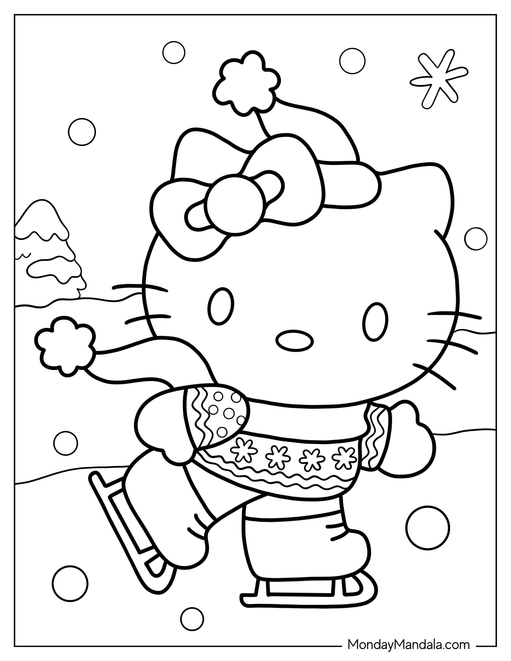 Hello Kitty Ice Skating In Winter